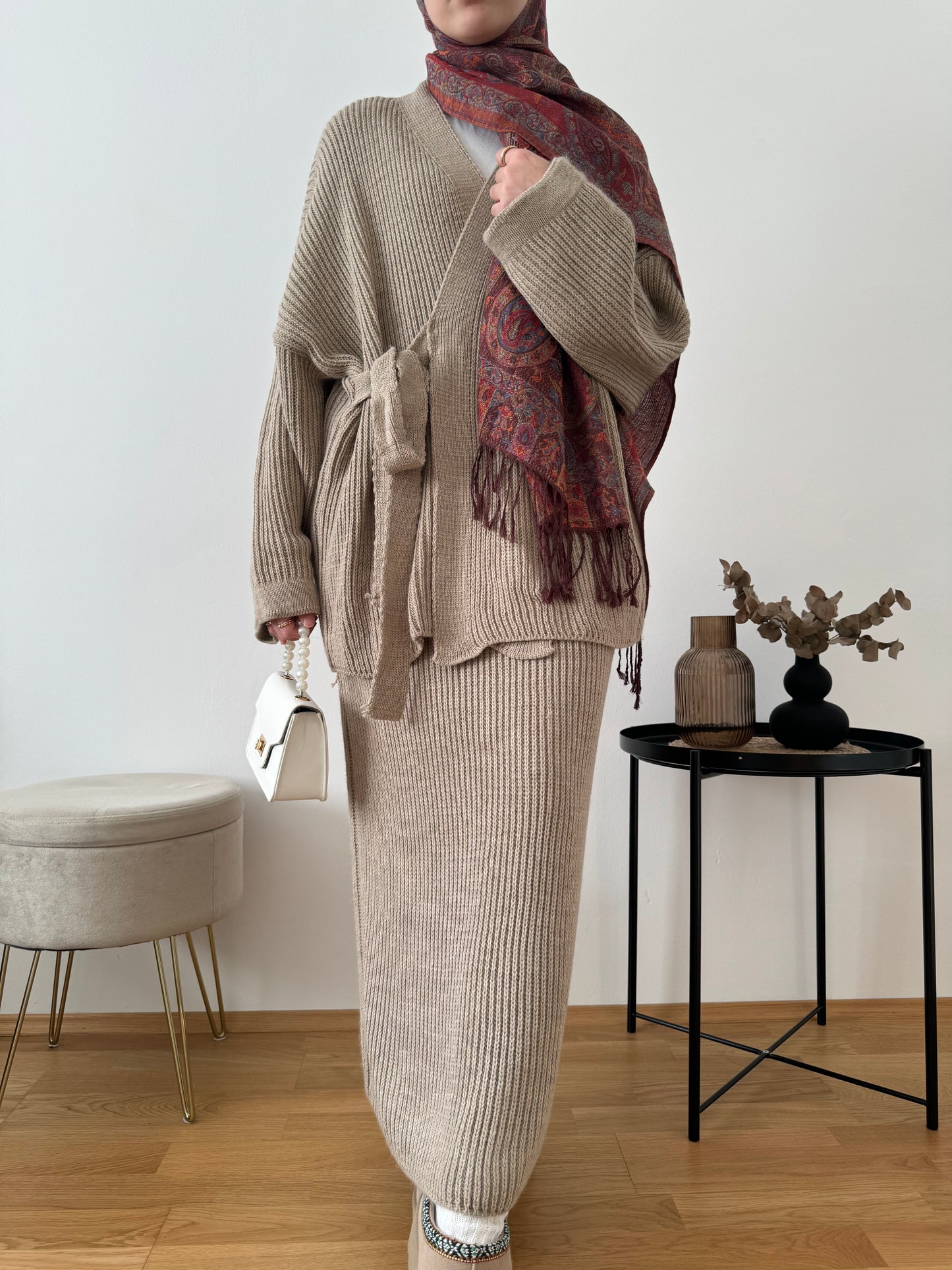 Lejla Strick Zweiteiler taupe