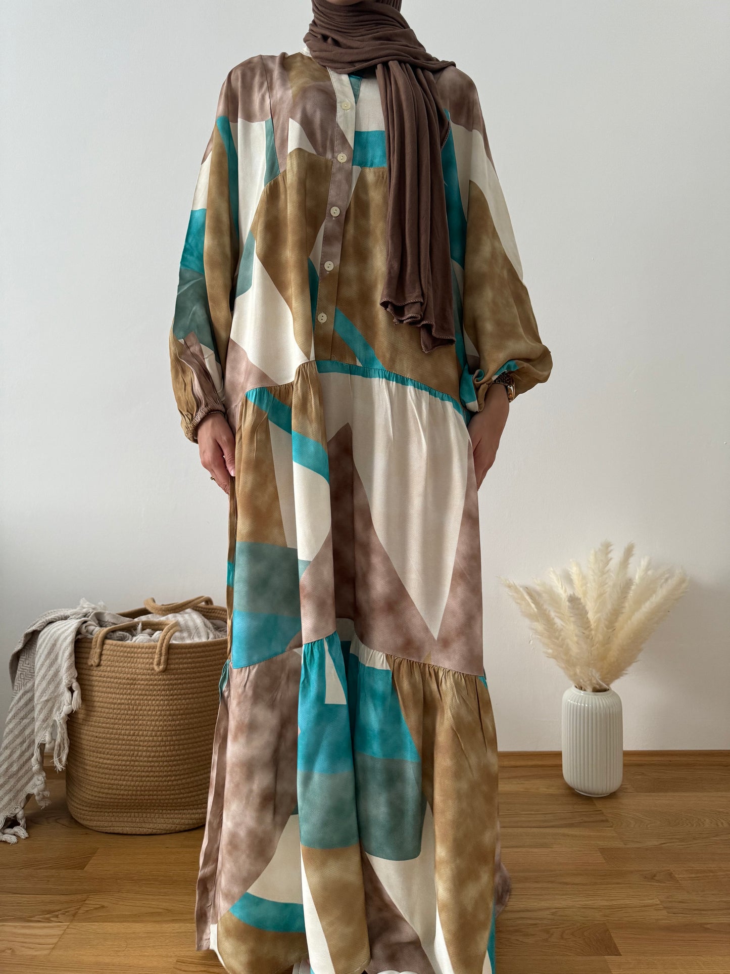 Boho Kleid türkis-creme