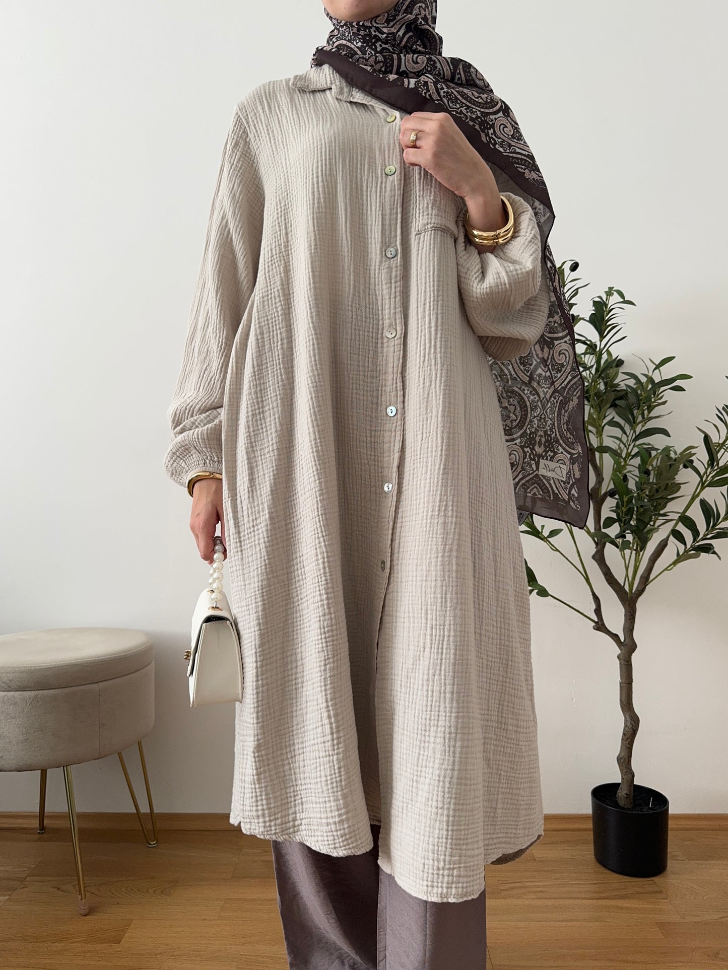 Musselin Hemd Tunika creme