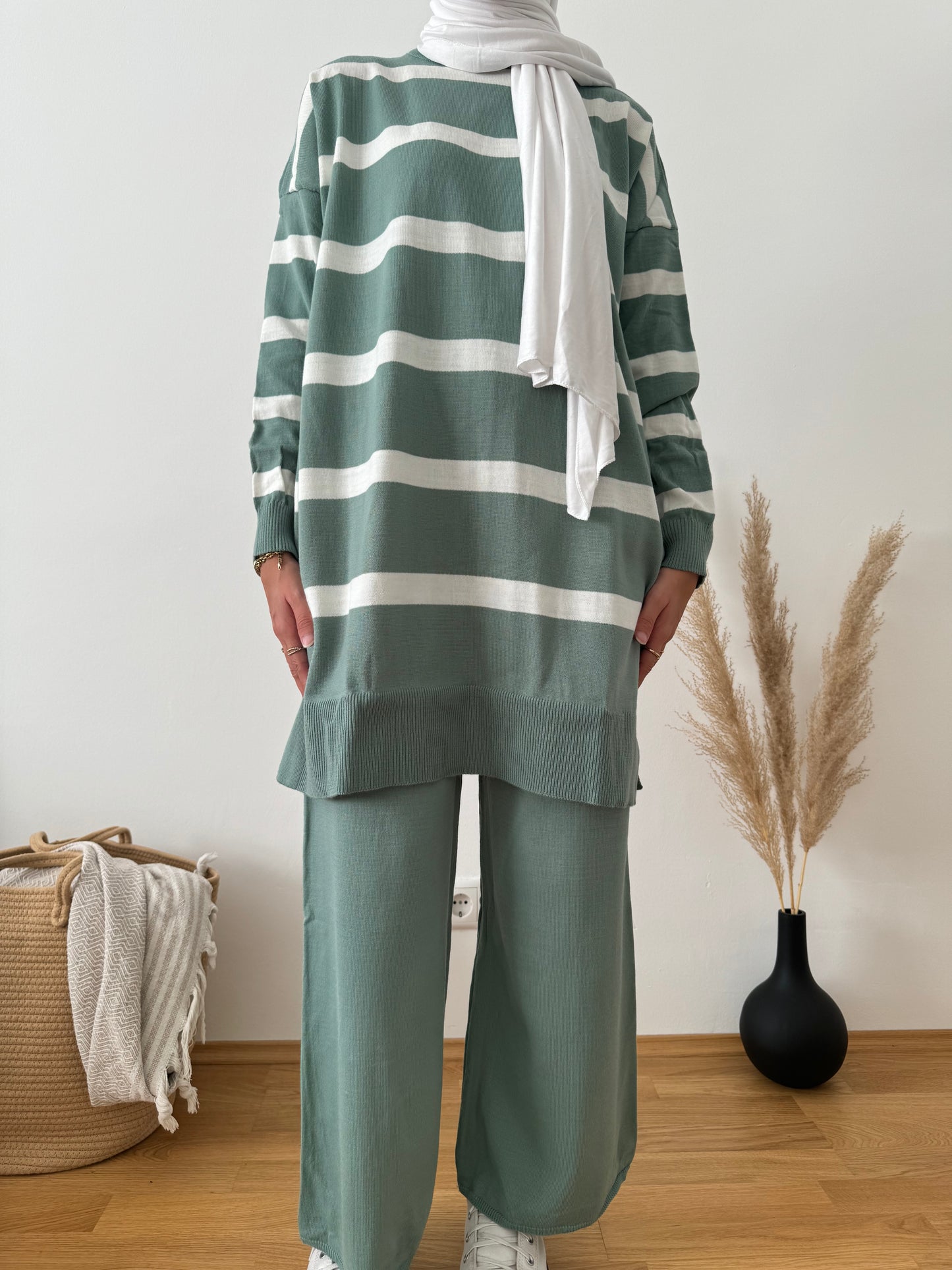 Eda Strick Zweiteiler türkis