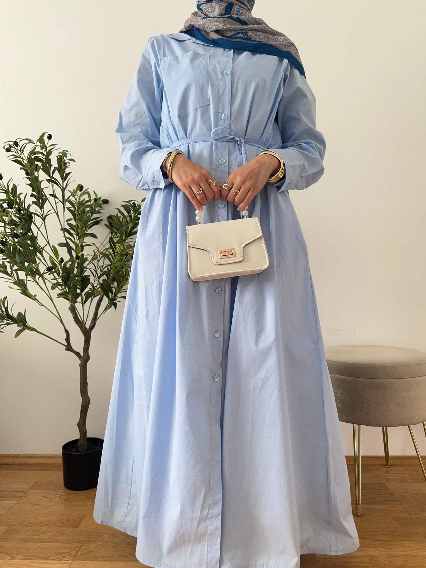 Luna Hemdkleid blau