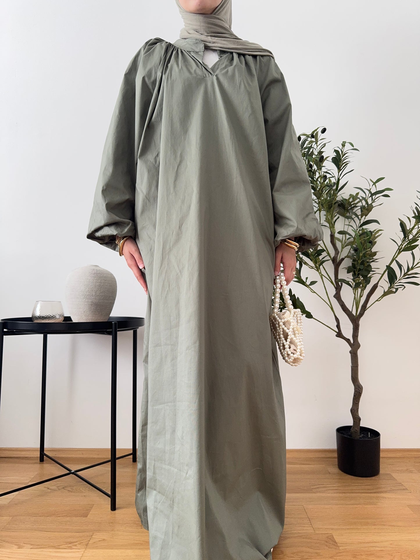 Latifa Baumwoll-Kleid khaki
