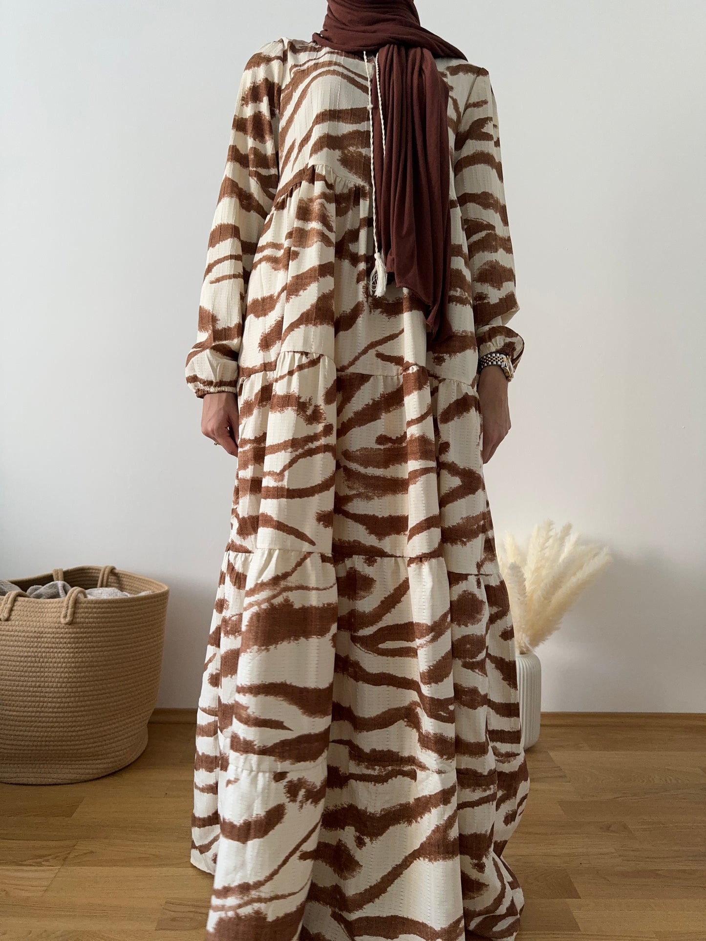 Kleid mit Streifen braun