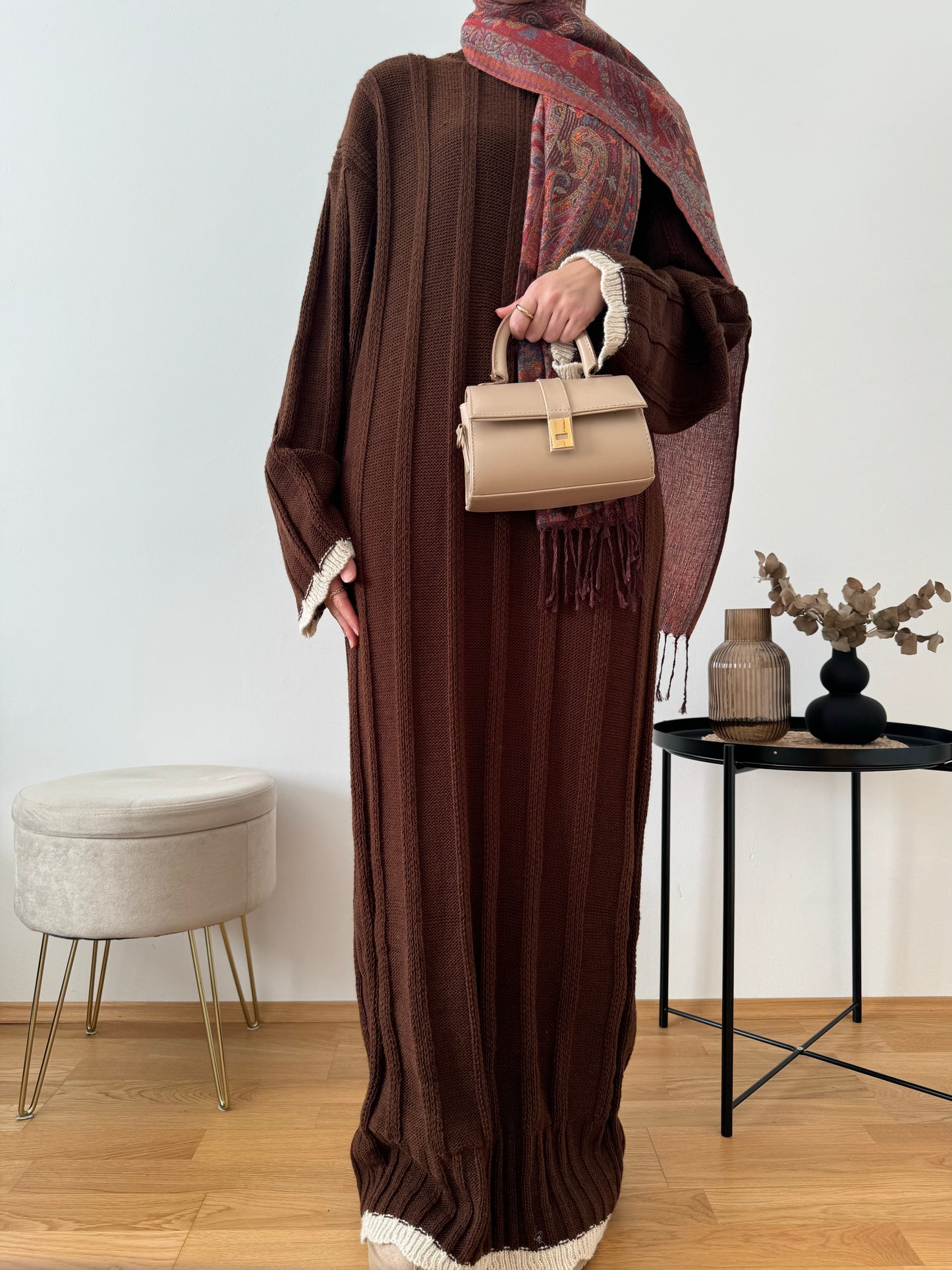 Dalia Strick Kleid braun