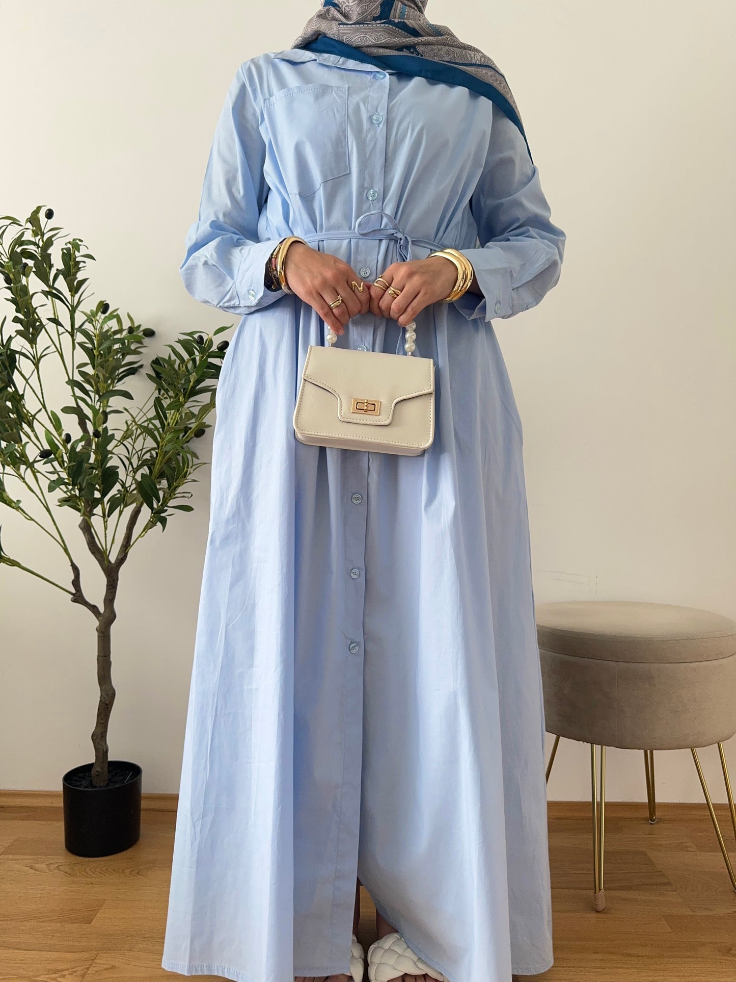 Luna Hemdkleid blau