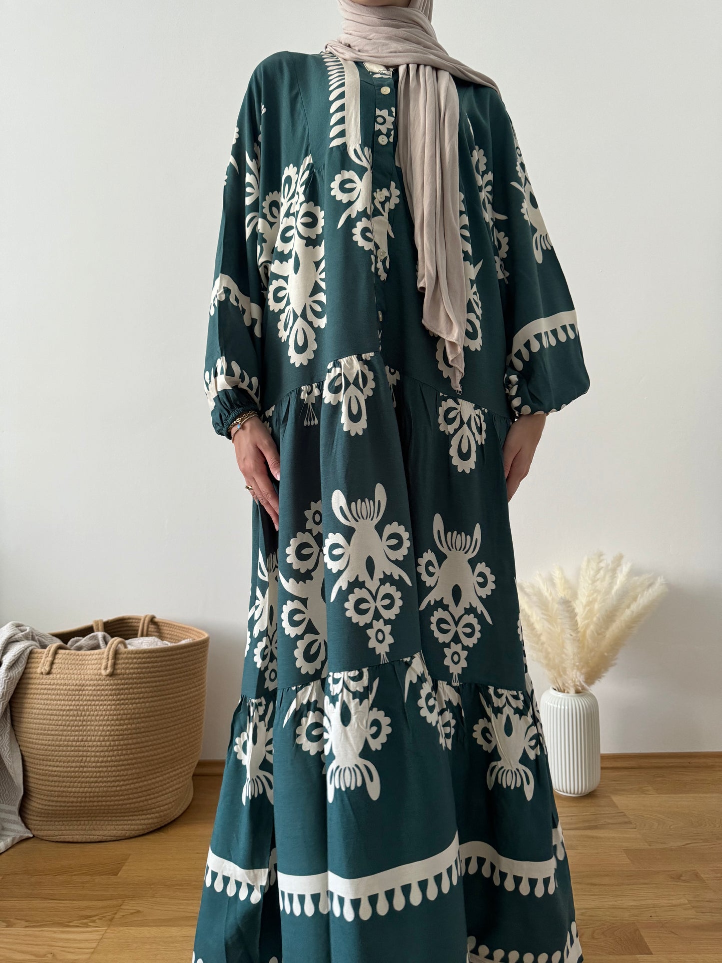 Boho Kleid grün-creme