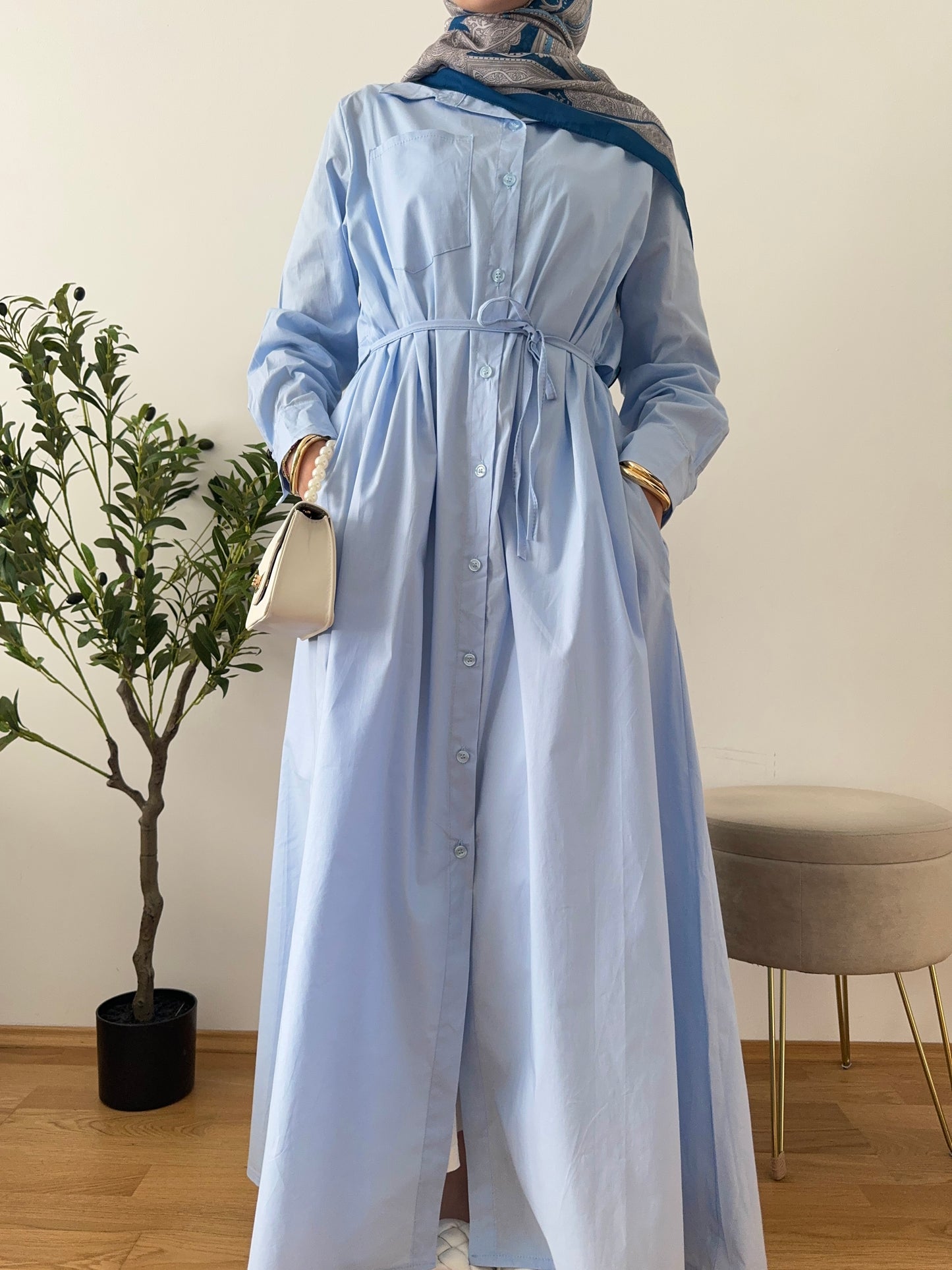 Luna Hemdkleid blau