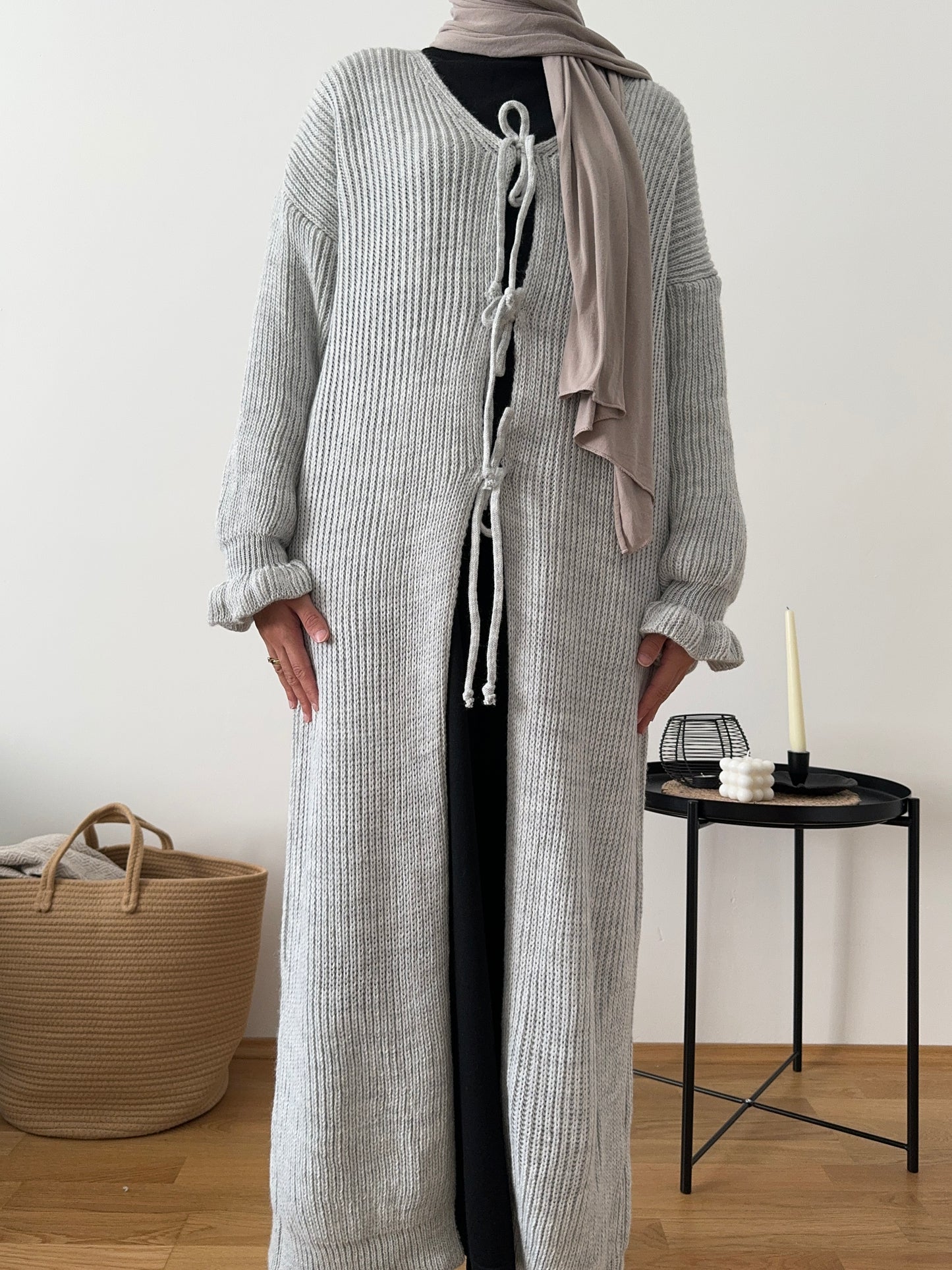 Cardigan mit Schleifen grau