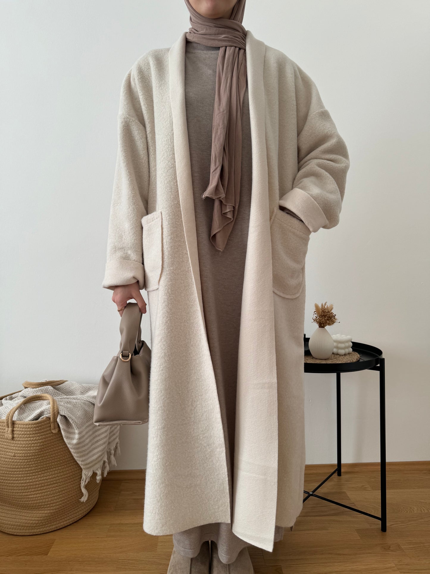 Liya Oversized Teddy Mantel creme
