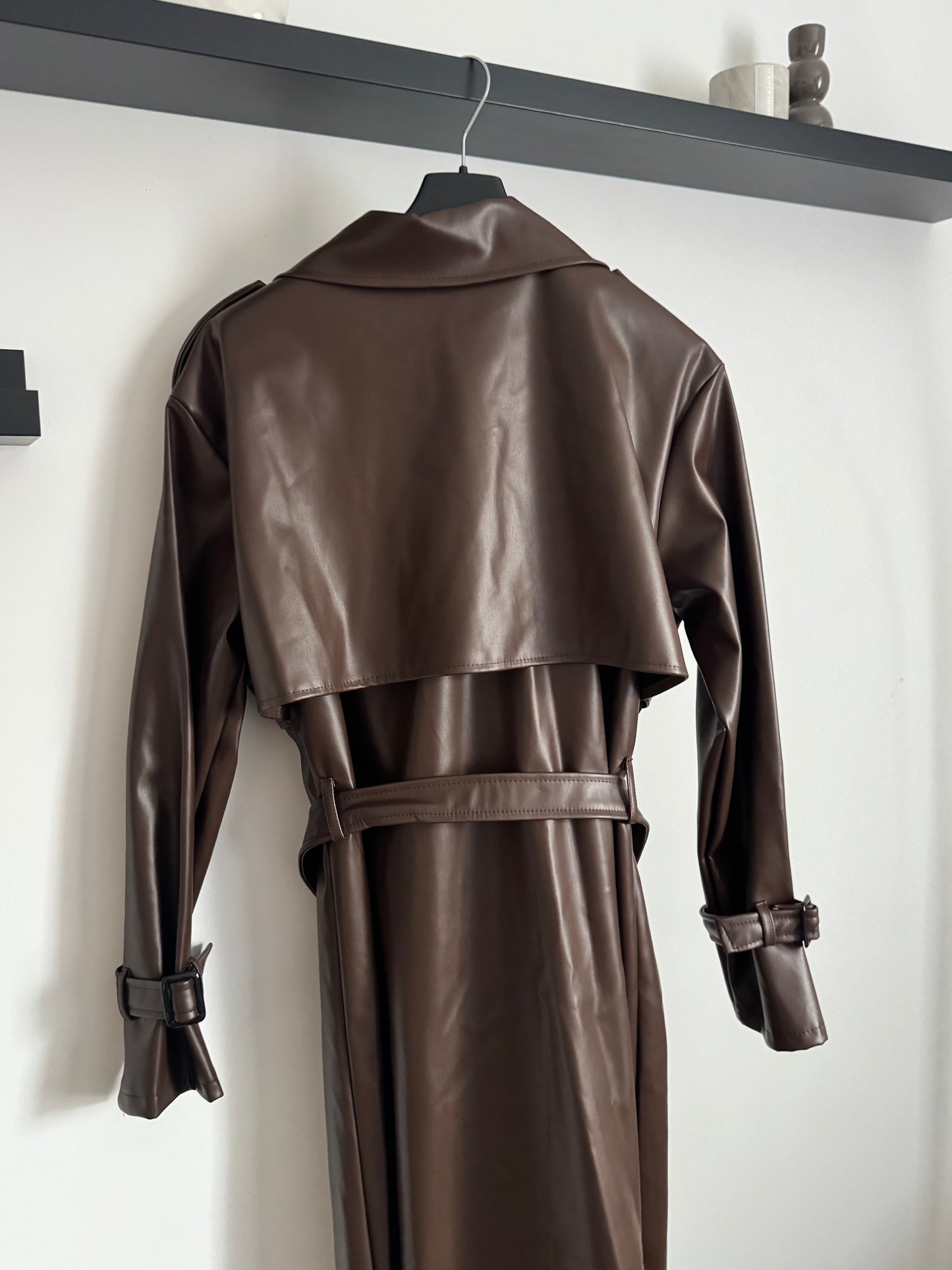 Leder Trenchcoat dunkelbraun