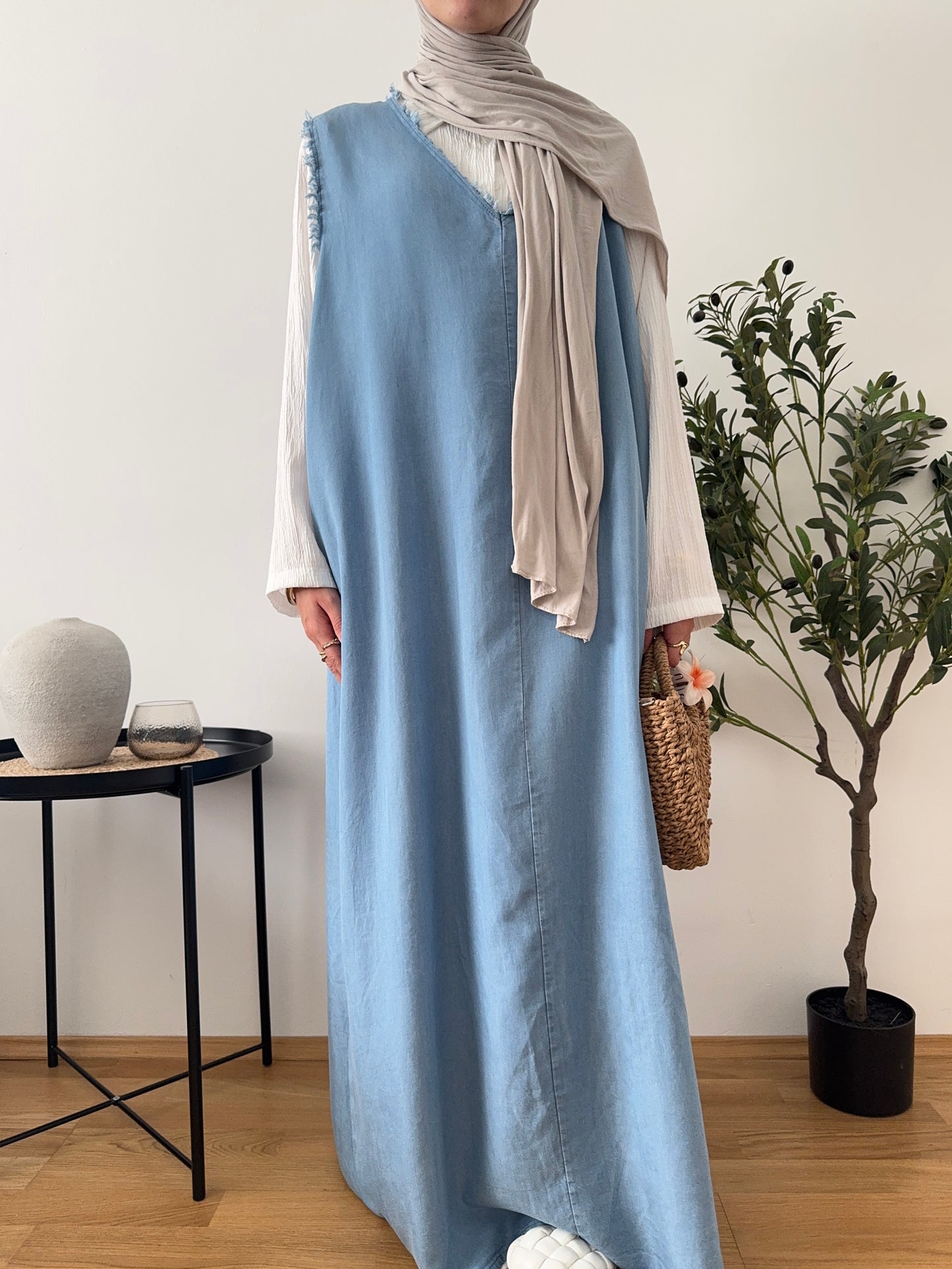 Denim Kleid 2-teilig hell