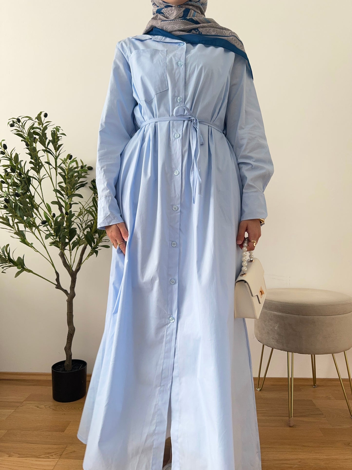 Luna Hemdkleid blau