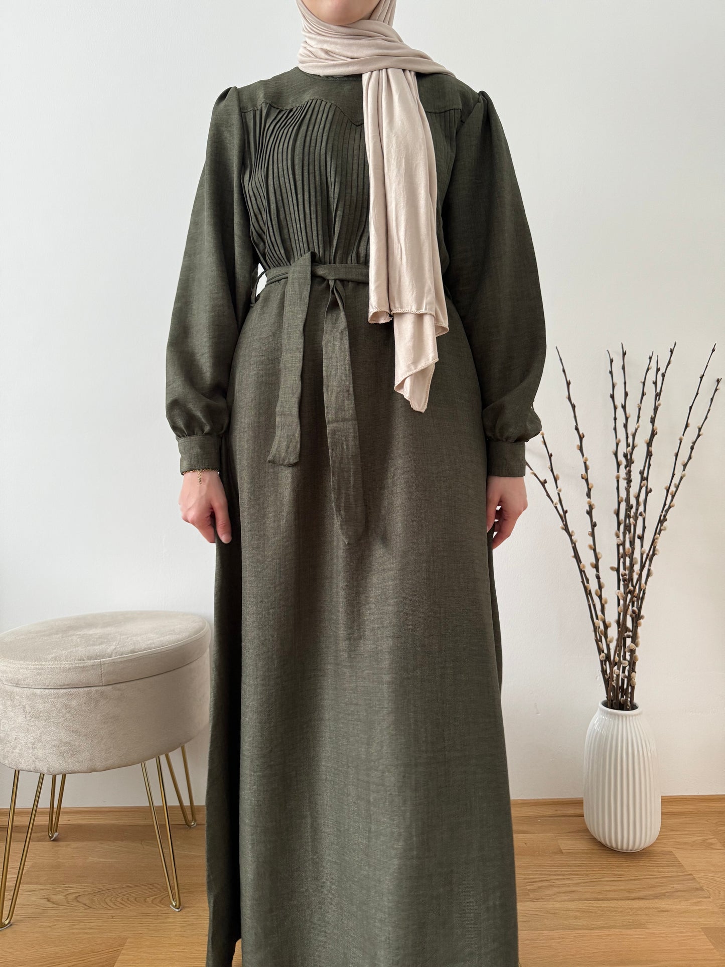 Leinen Kleid khaki