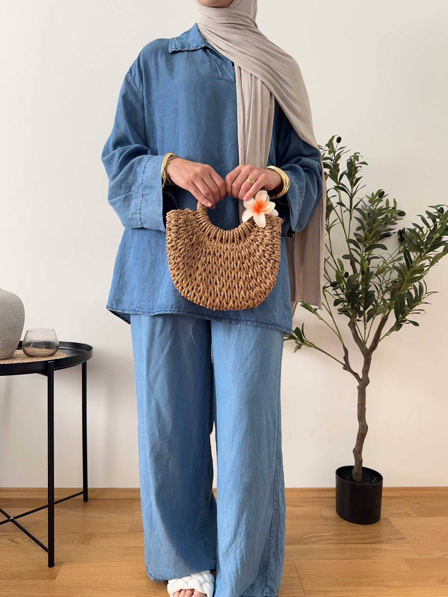 Denim Zweiteiler dunkel