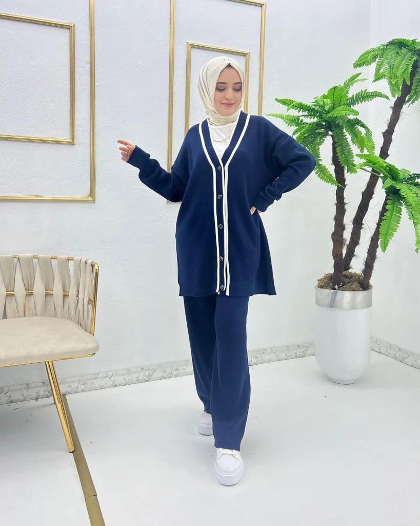 Strick Zweiteiler dunkelblau