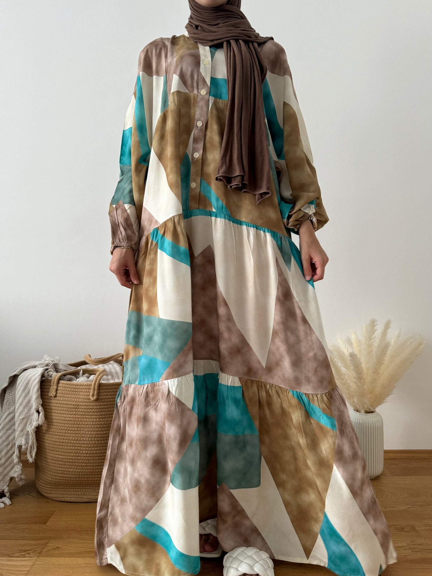 Boho Kleid türkis-creme