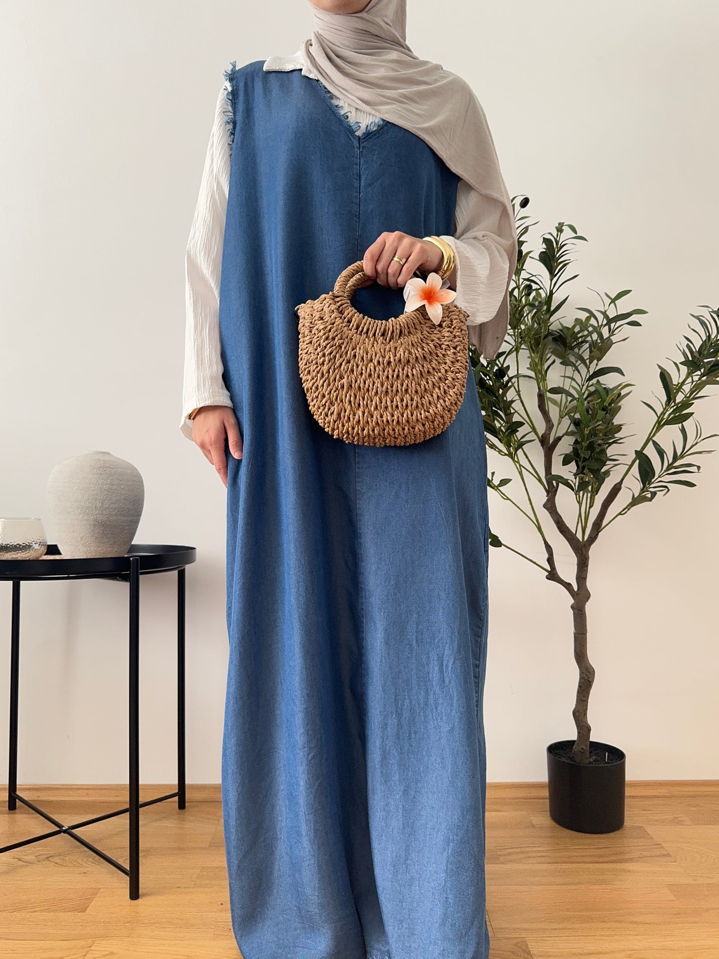 Denim Kleid 2-teilig dunkel