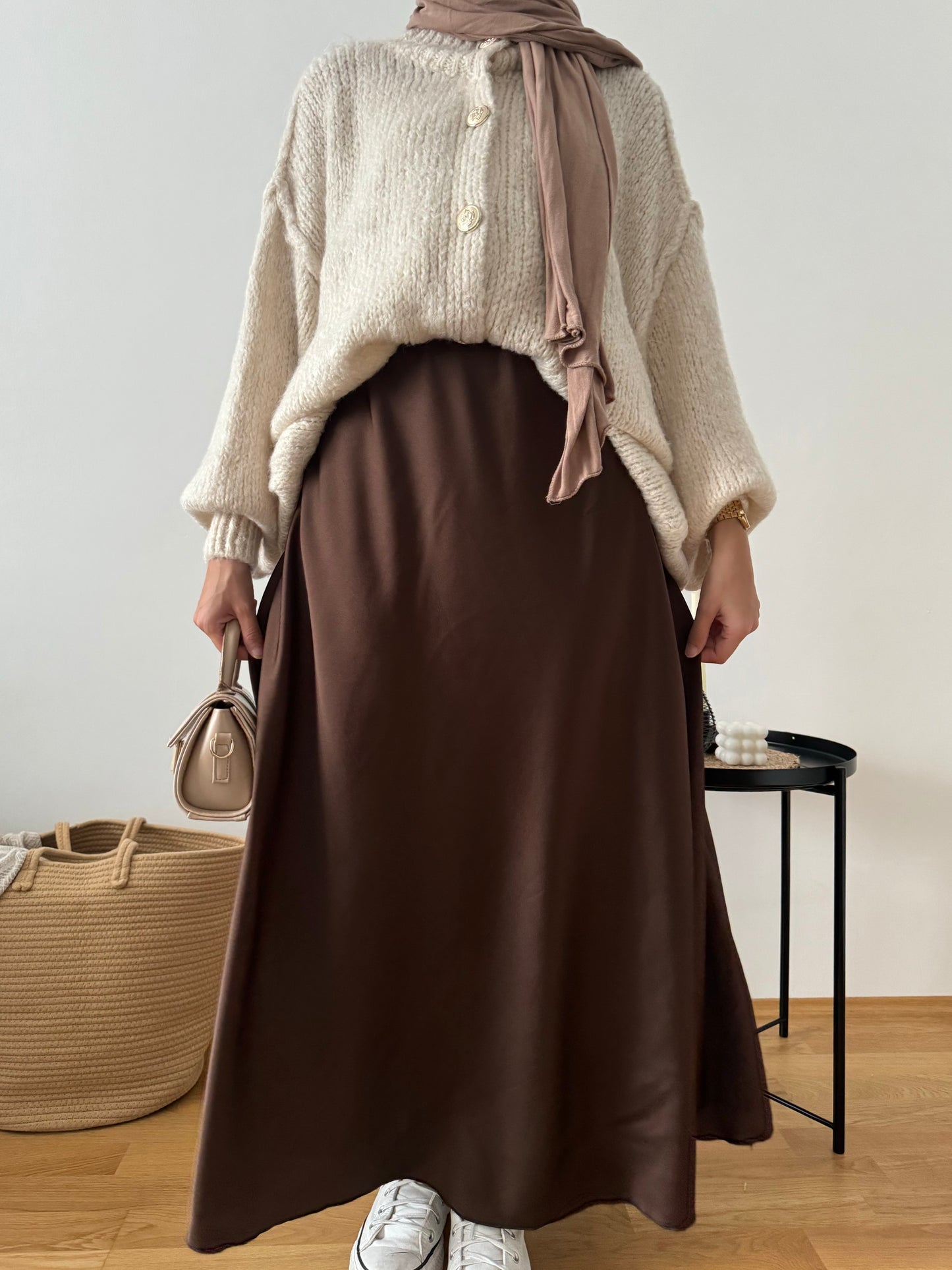 Huda Satin Rock braun