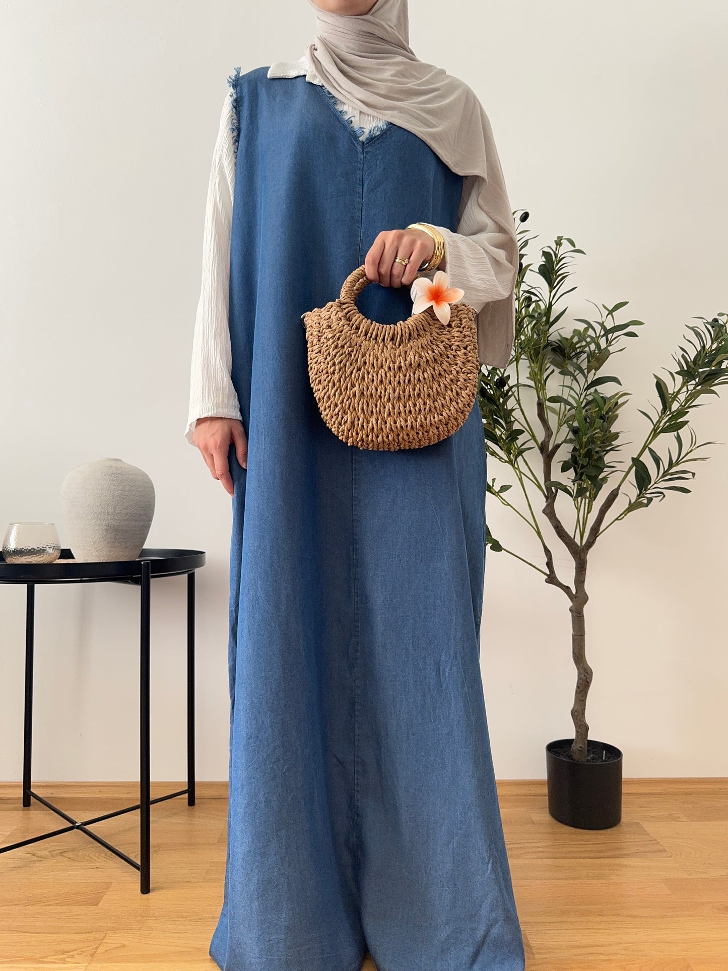 Denim Kleid 2-teilig dunkel