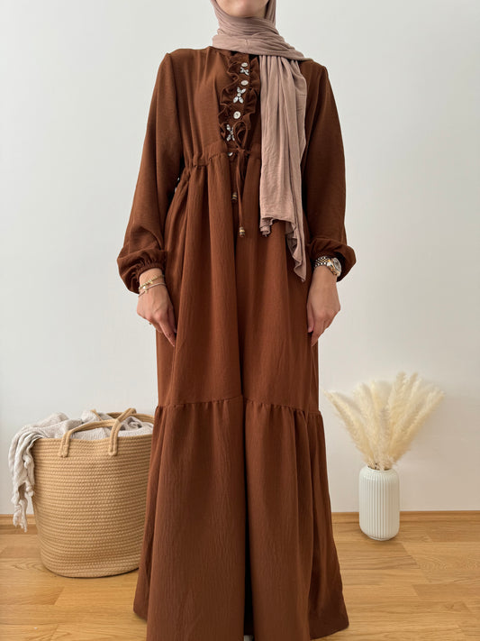 Einfarbiges Ayrobin Kleid braun