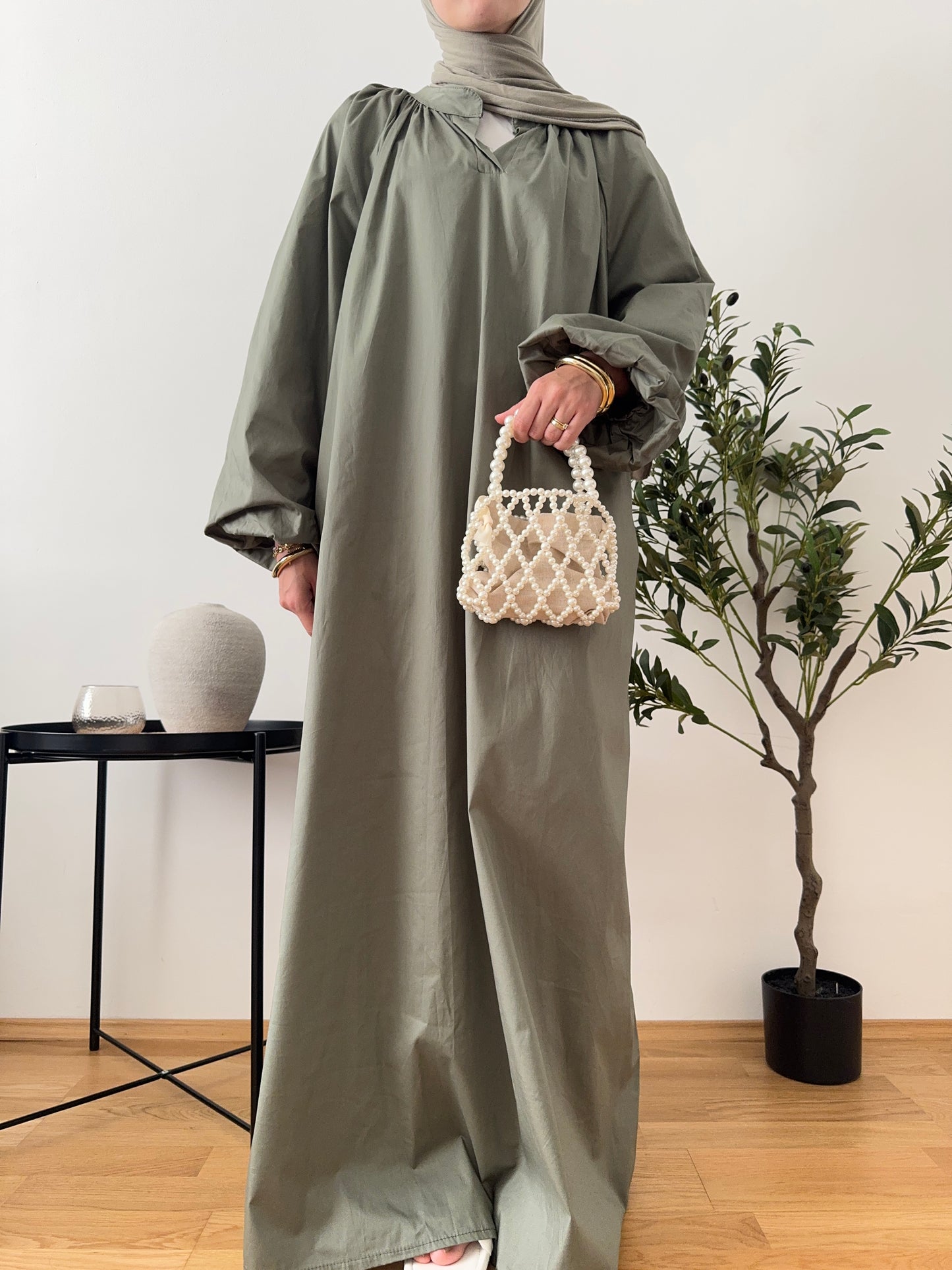 Latifa Baumwoll-Kleid khaki