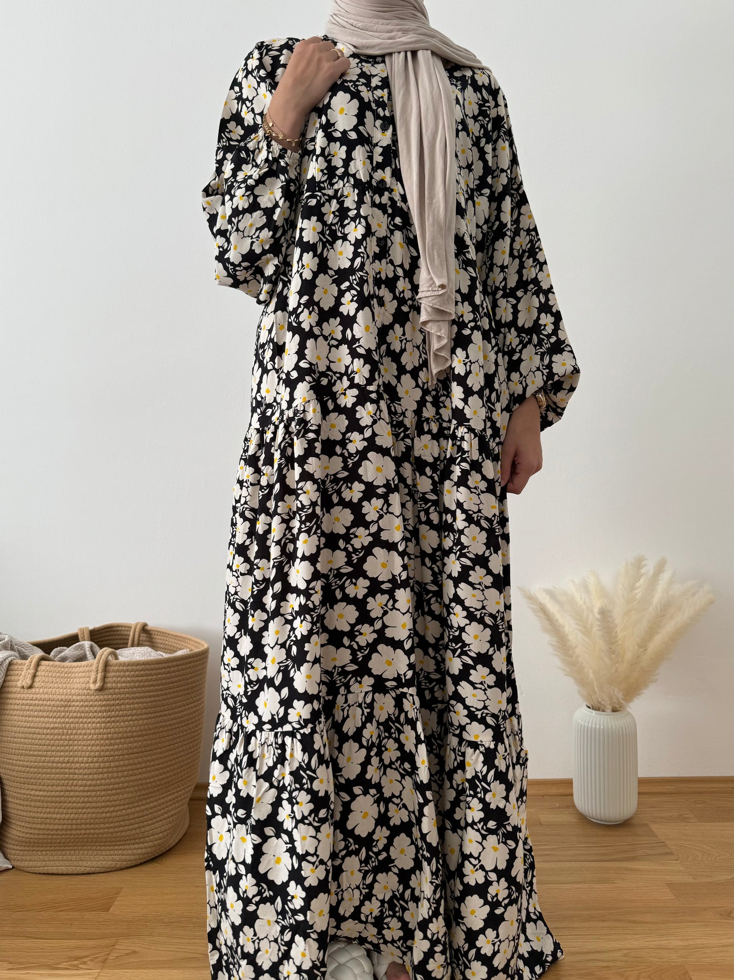 Viskose Kleid Blümchen schwarz