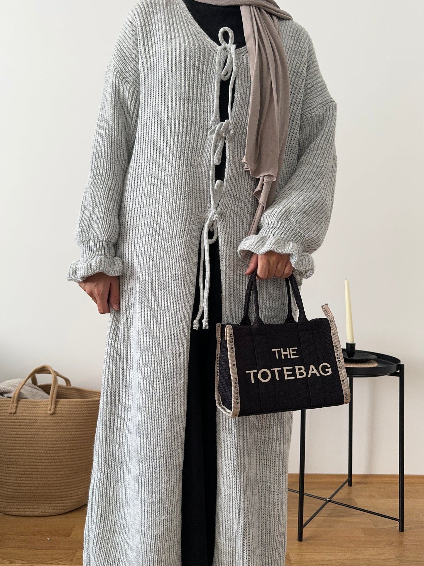 Cardigan mit Schleifen grau