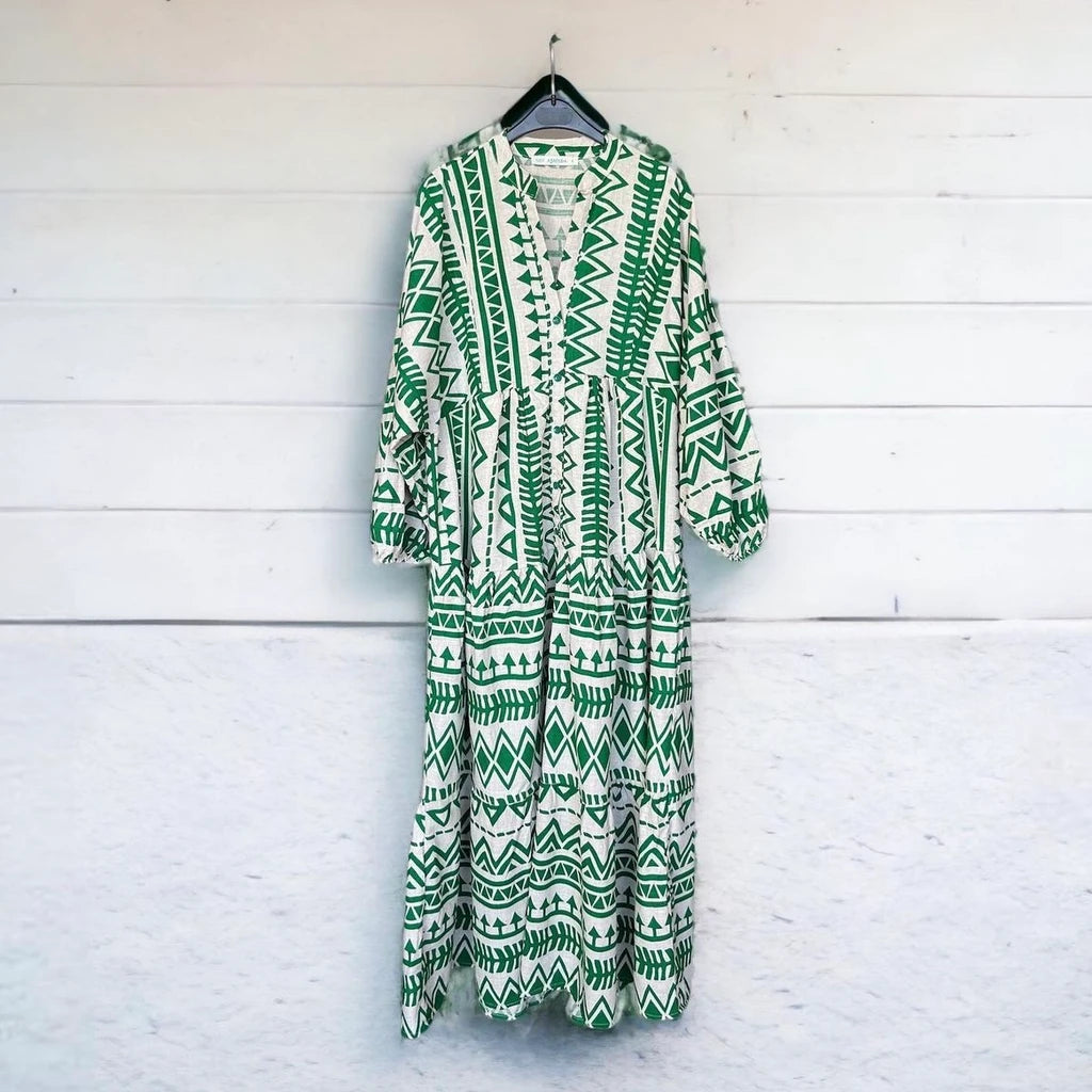 Boho yeşil elbise