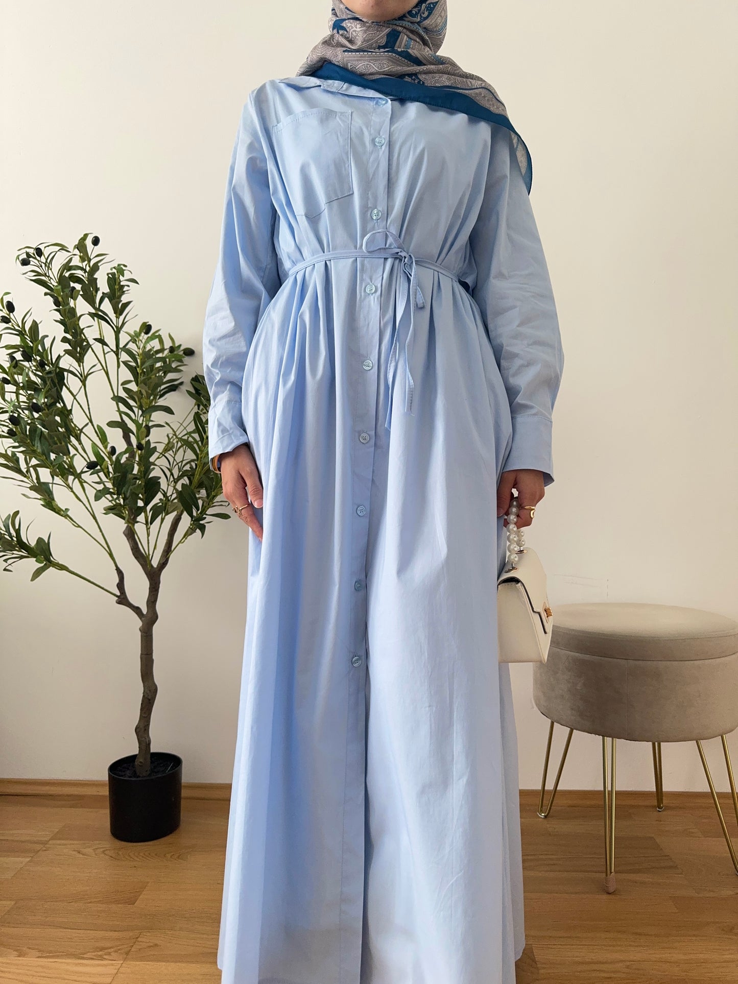 Luna Hemdkleid blau