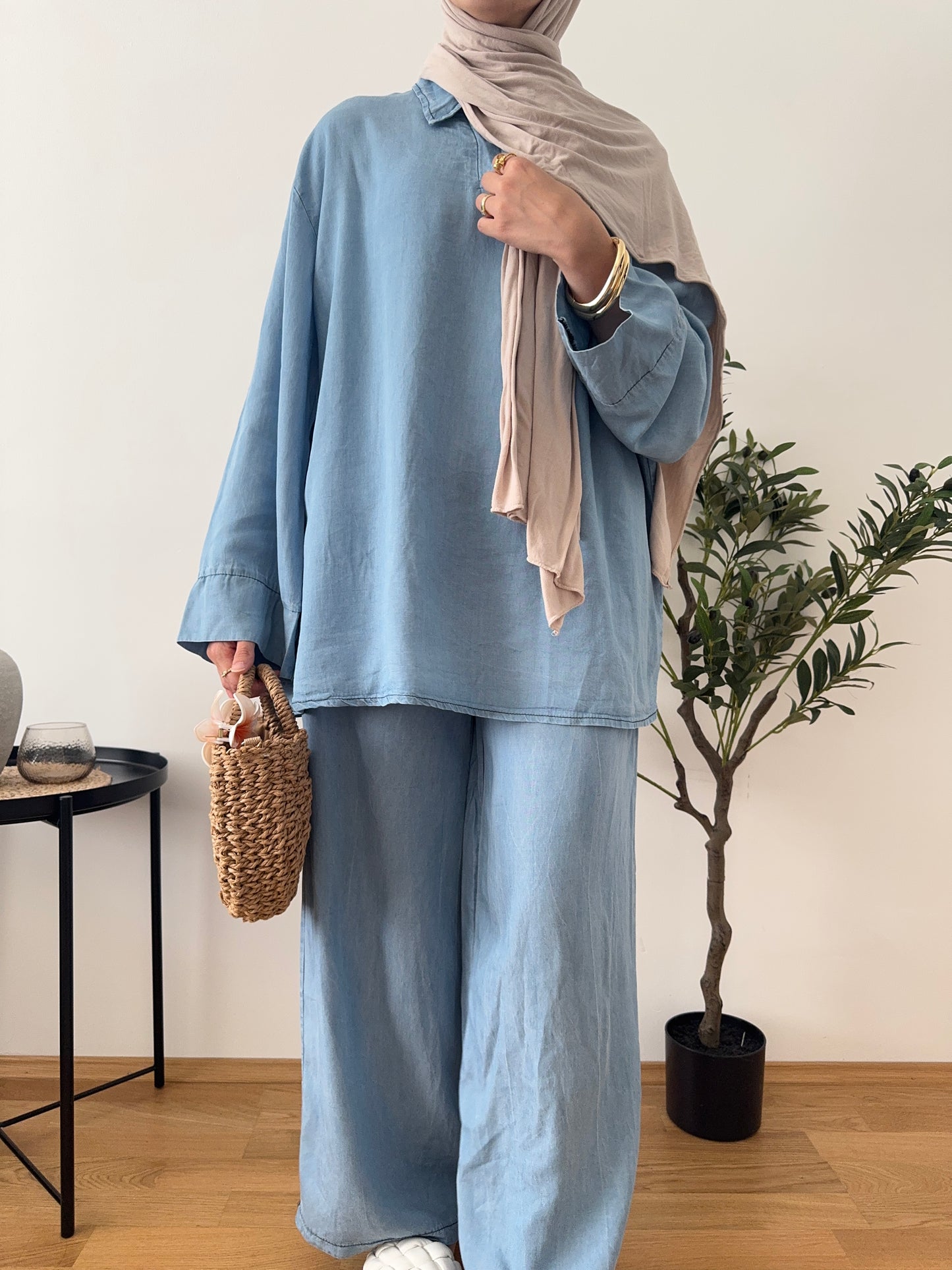 Denim Zweiteiler hell