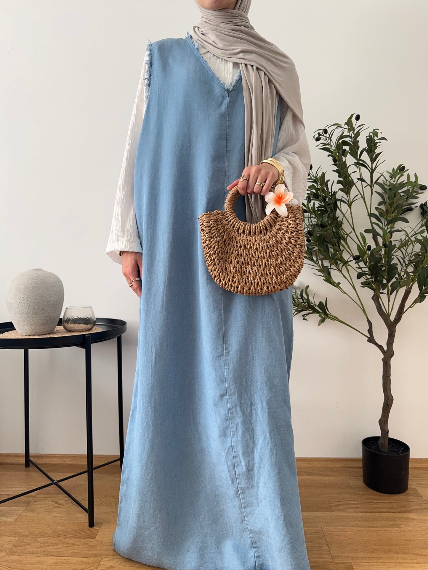 Denim Kleid 2-teilig hell
