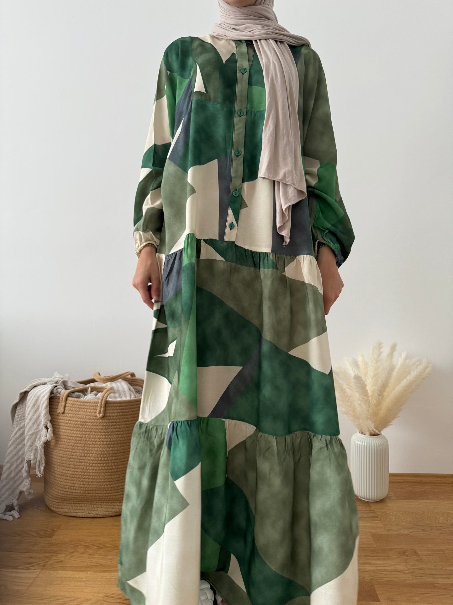 Boho Kleid grün-creme