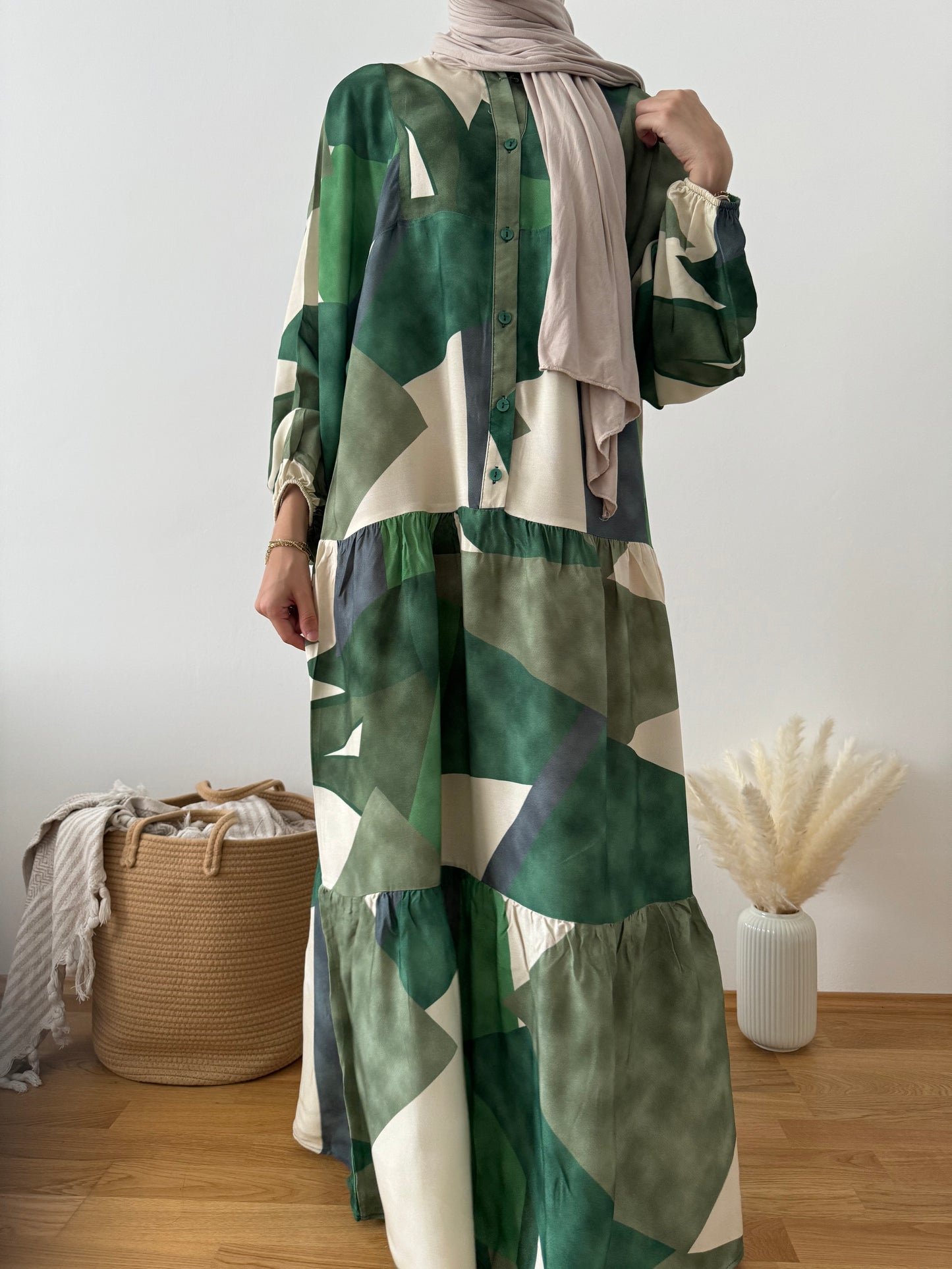 Boho Kleid grün-creme