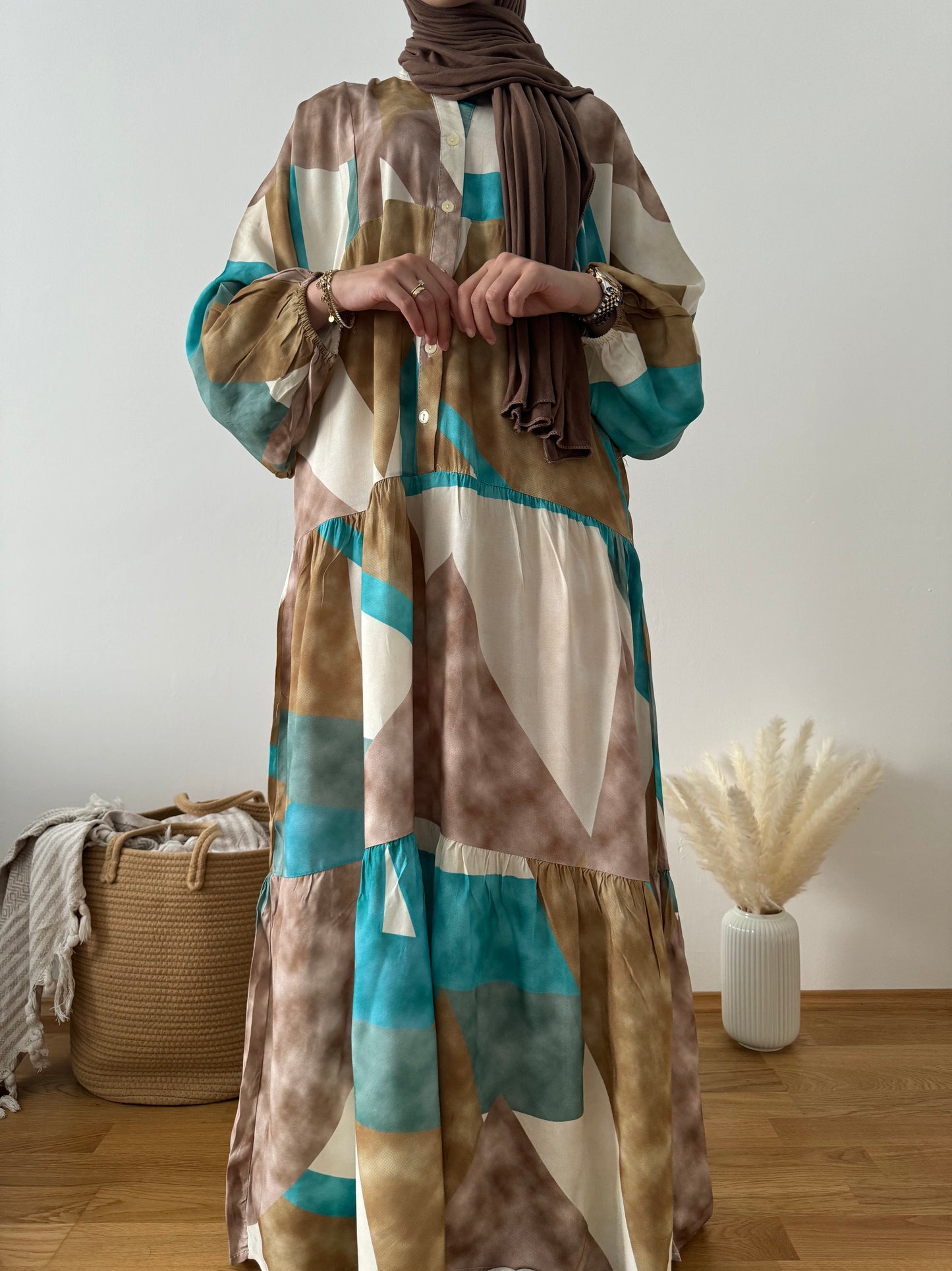 Boho Kleid türkis-creme