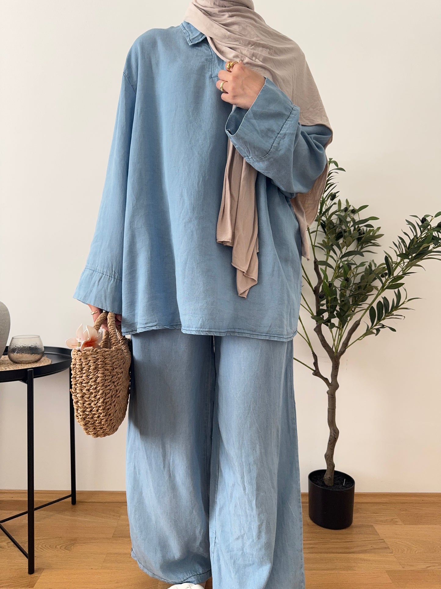 Denim Zweiteiler hell