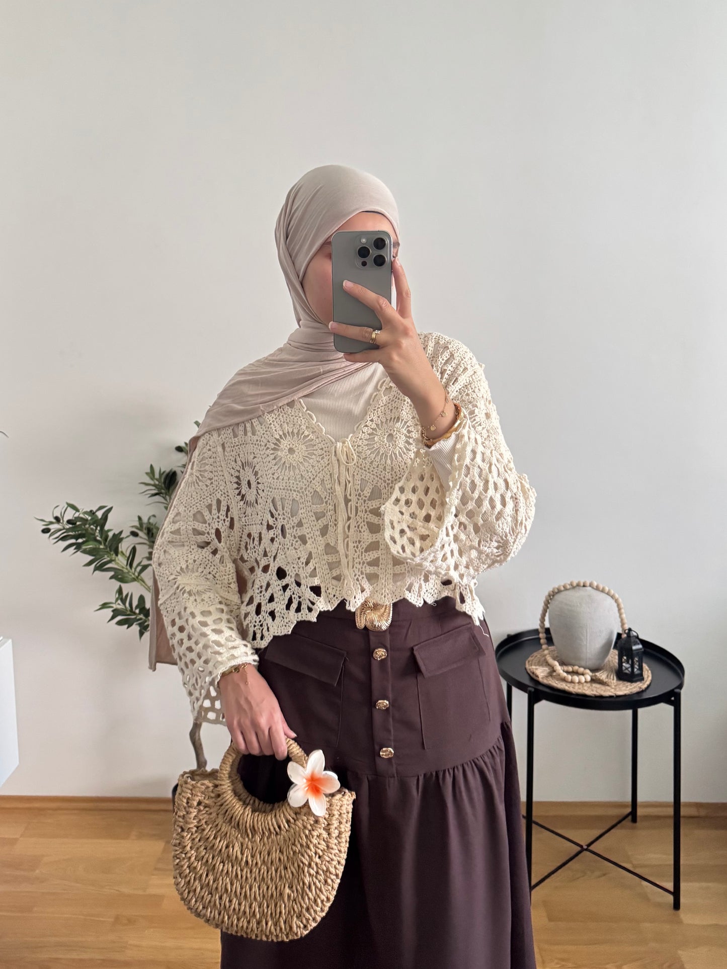 Outfit mit Häkel-Top