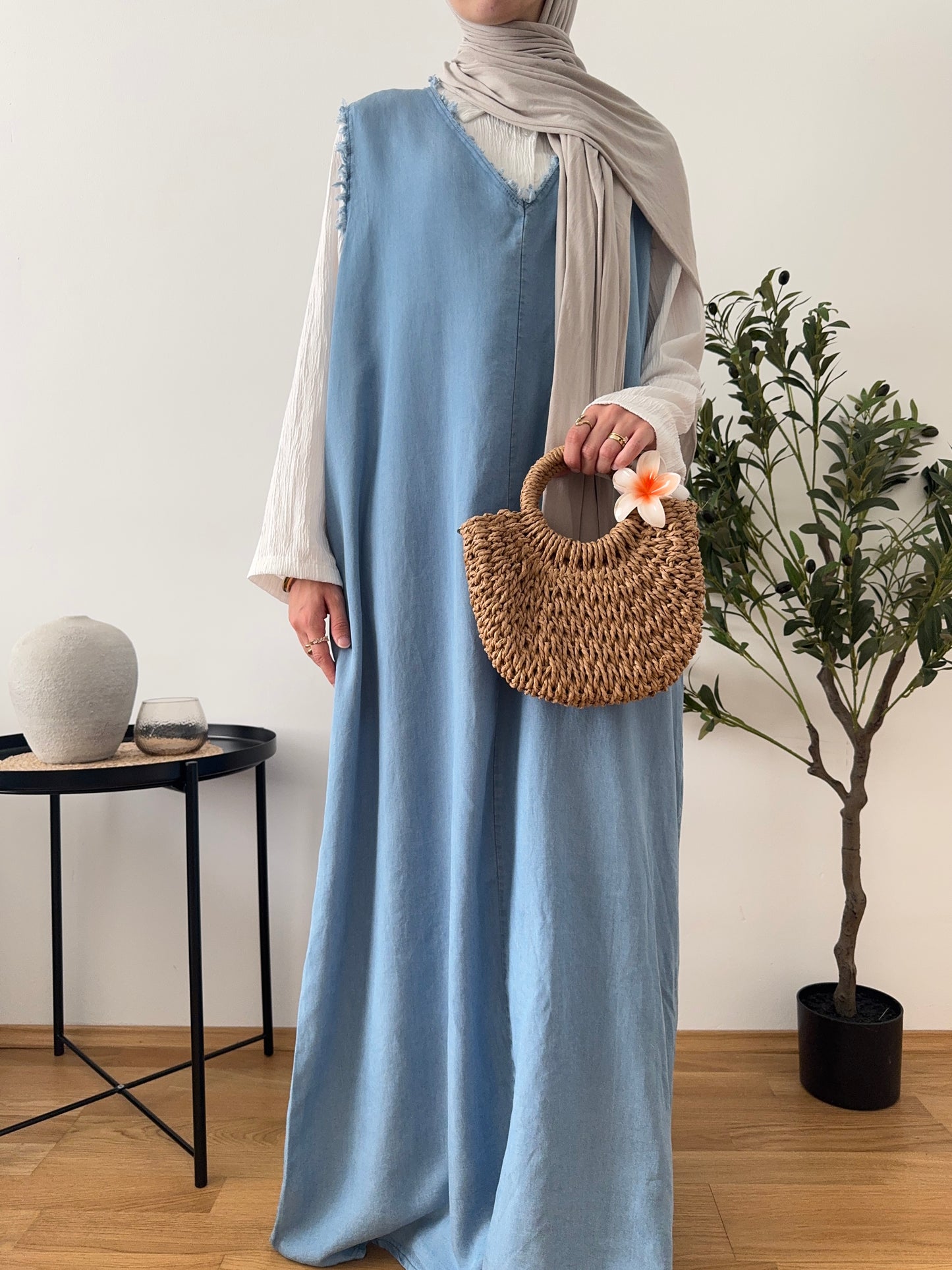 Denim Kleid 2-teilig hell