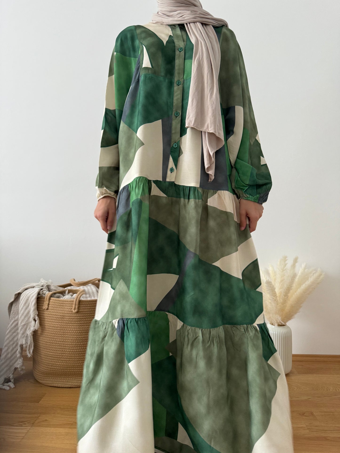 Boho Kleid grün-creme