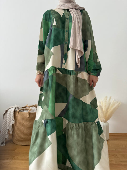 Boho Kleid grün-creme