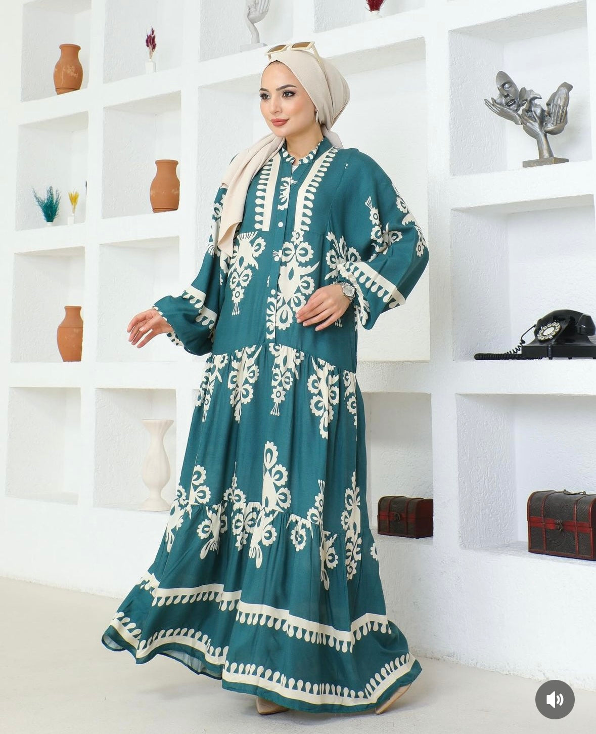 Boho Kleid grün-creme