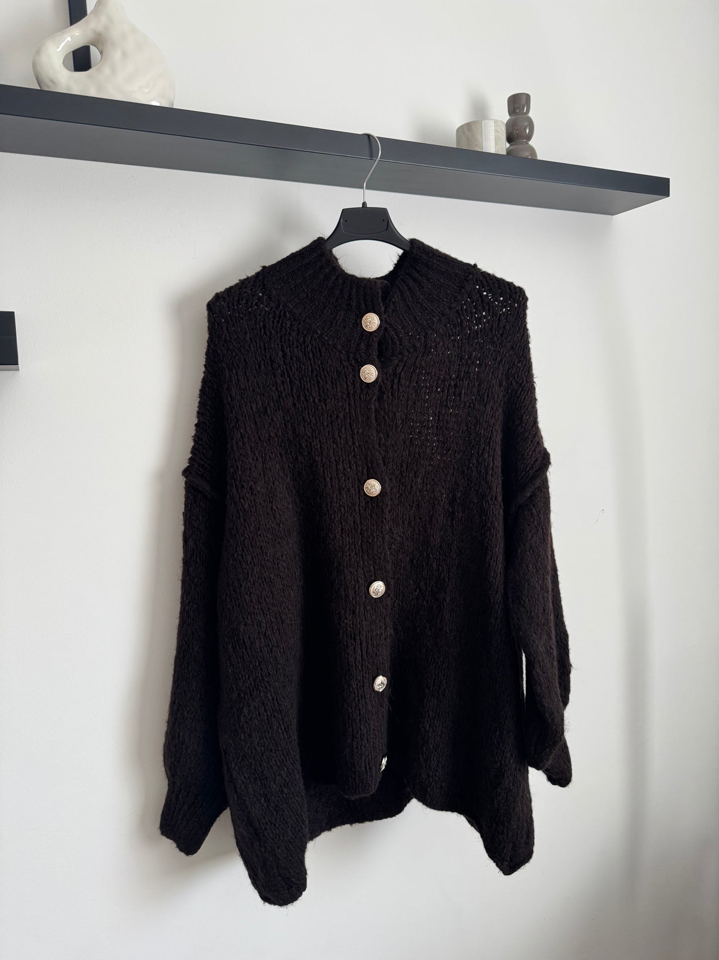 Talia kurzer Woll Cardigan dunkelbraun