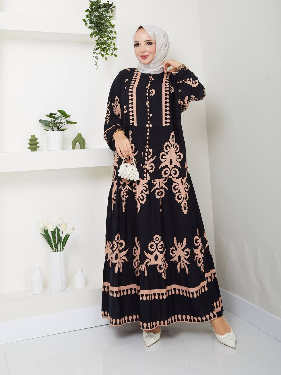 Boho Viskose Kleid schwarz