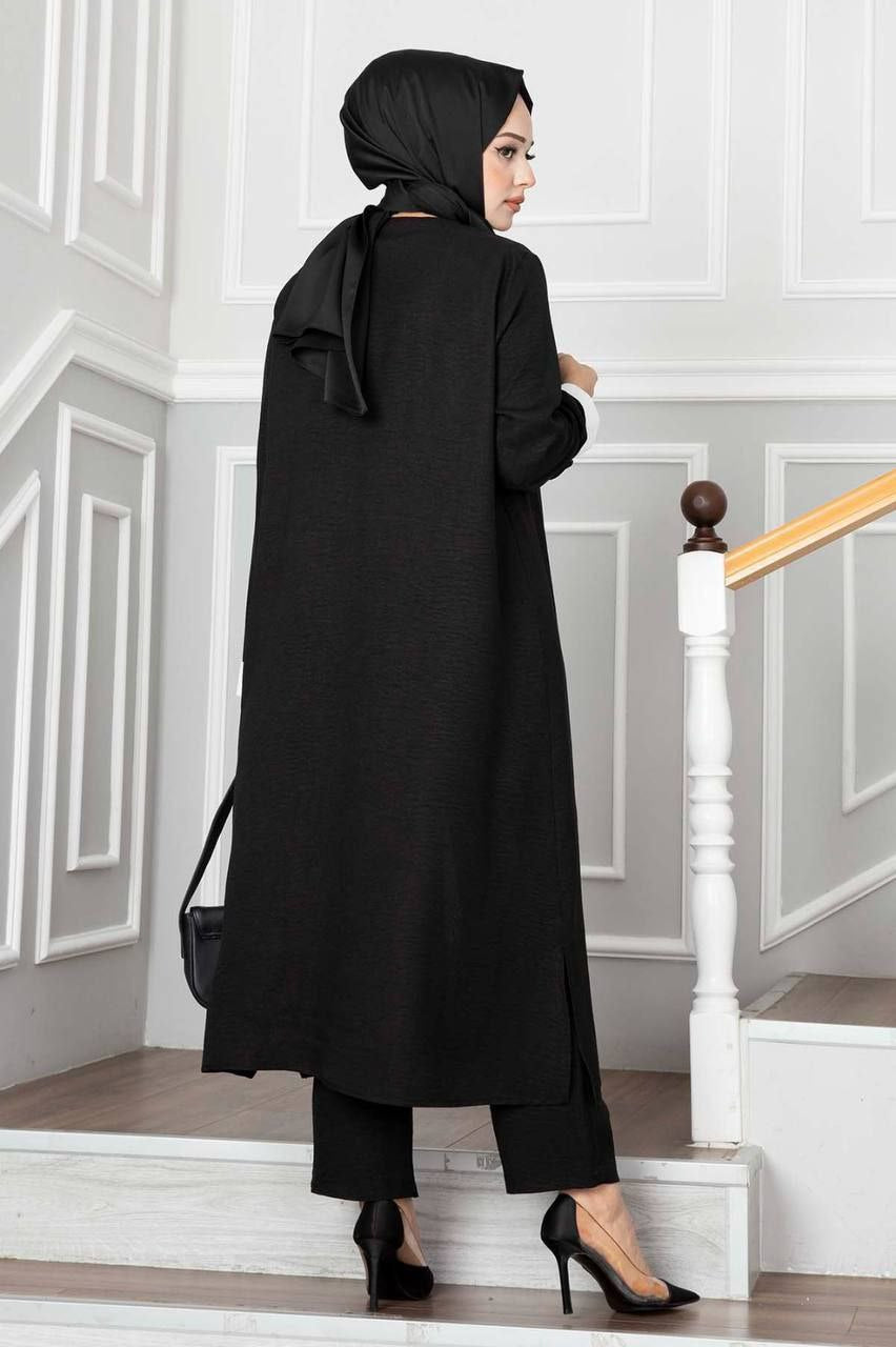 Leinen Dreiteiler schwarz