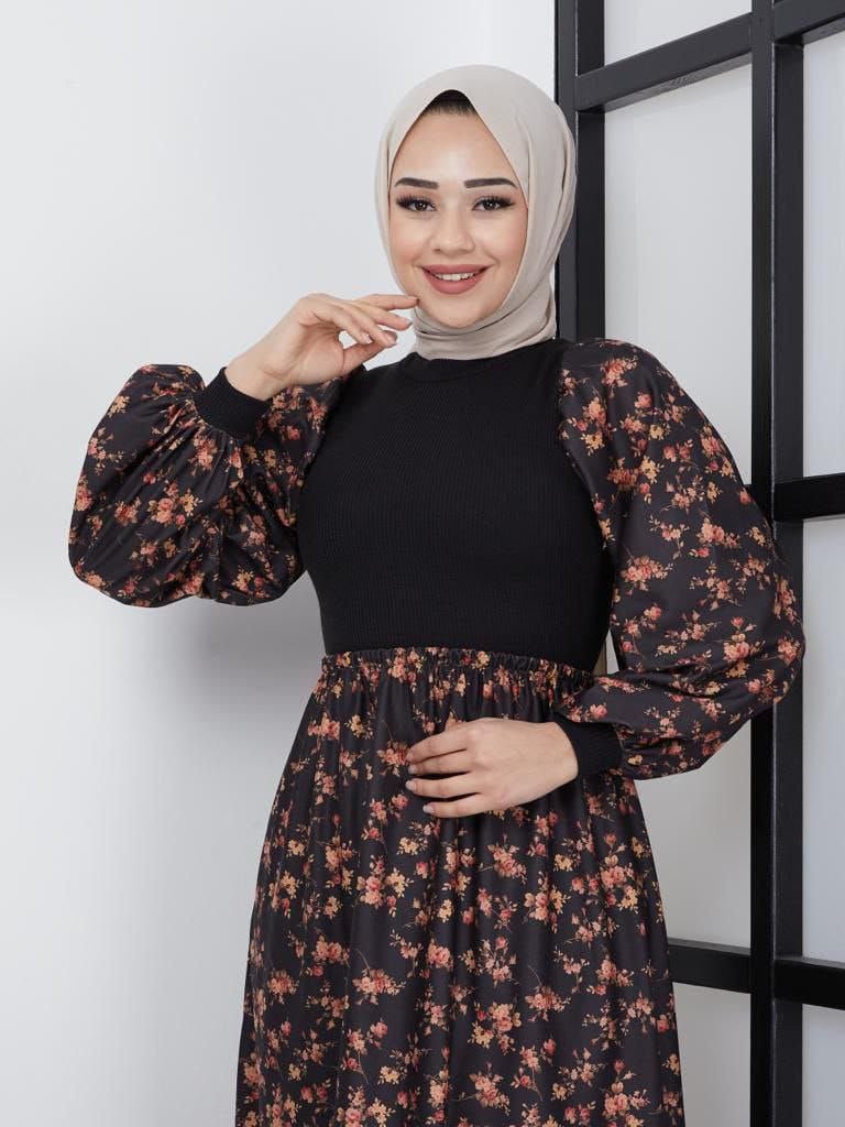 Kleid mit Strick schwarz