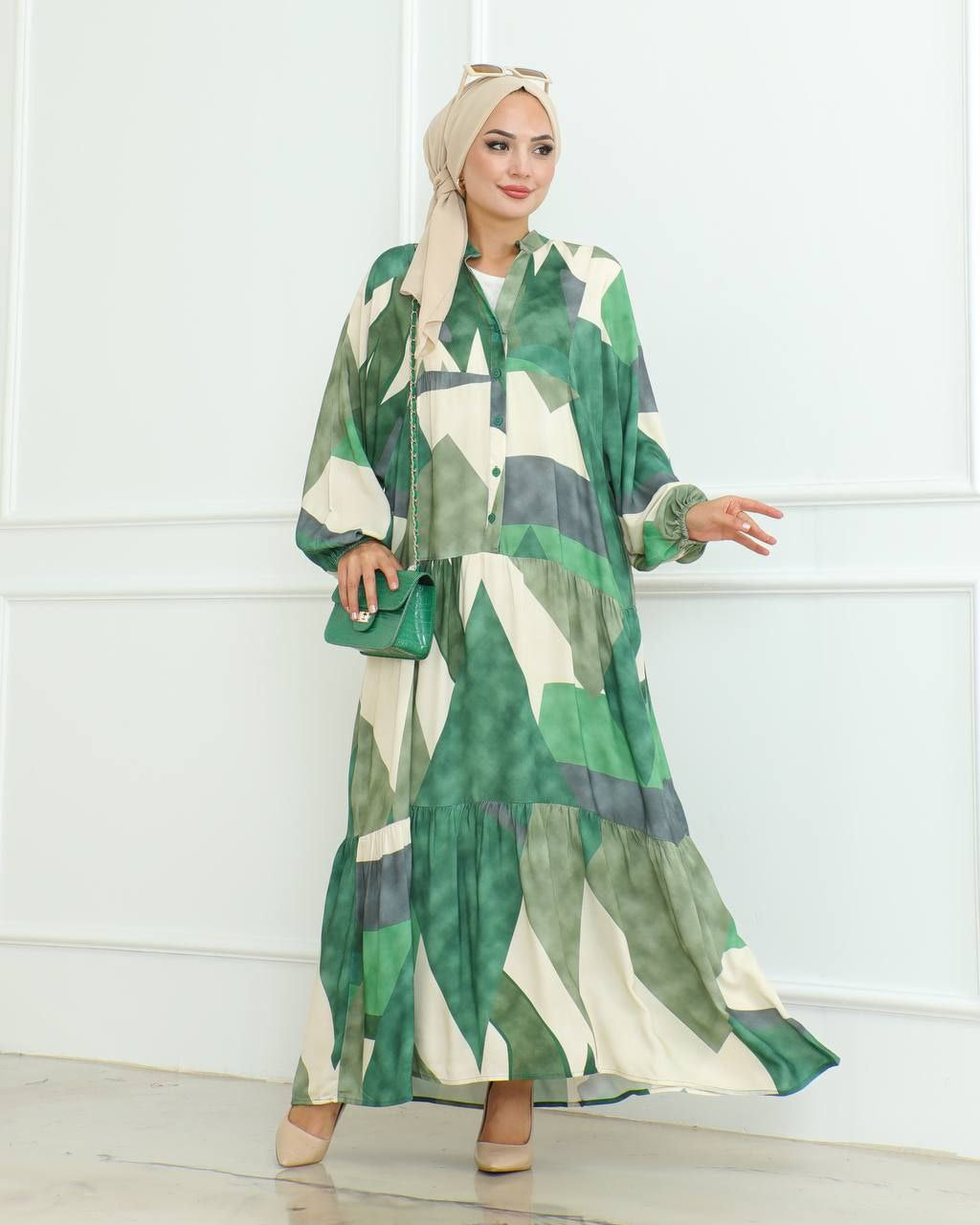 Boho Kleid grün-creme