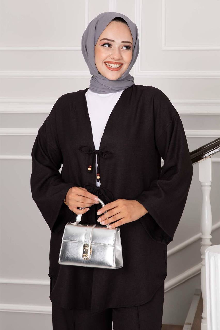 Zweiteiler mit Schnürchen schwarz