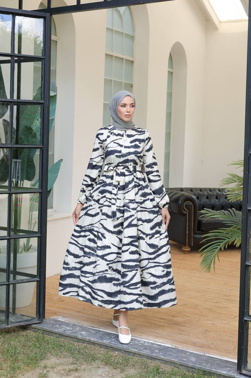 Kleid mit Streifen grau