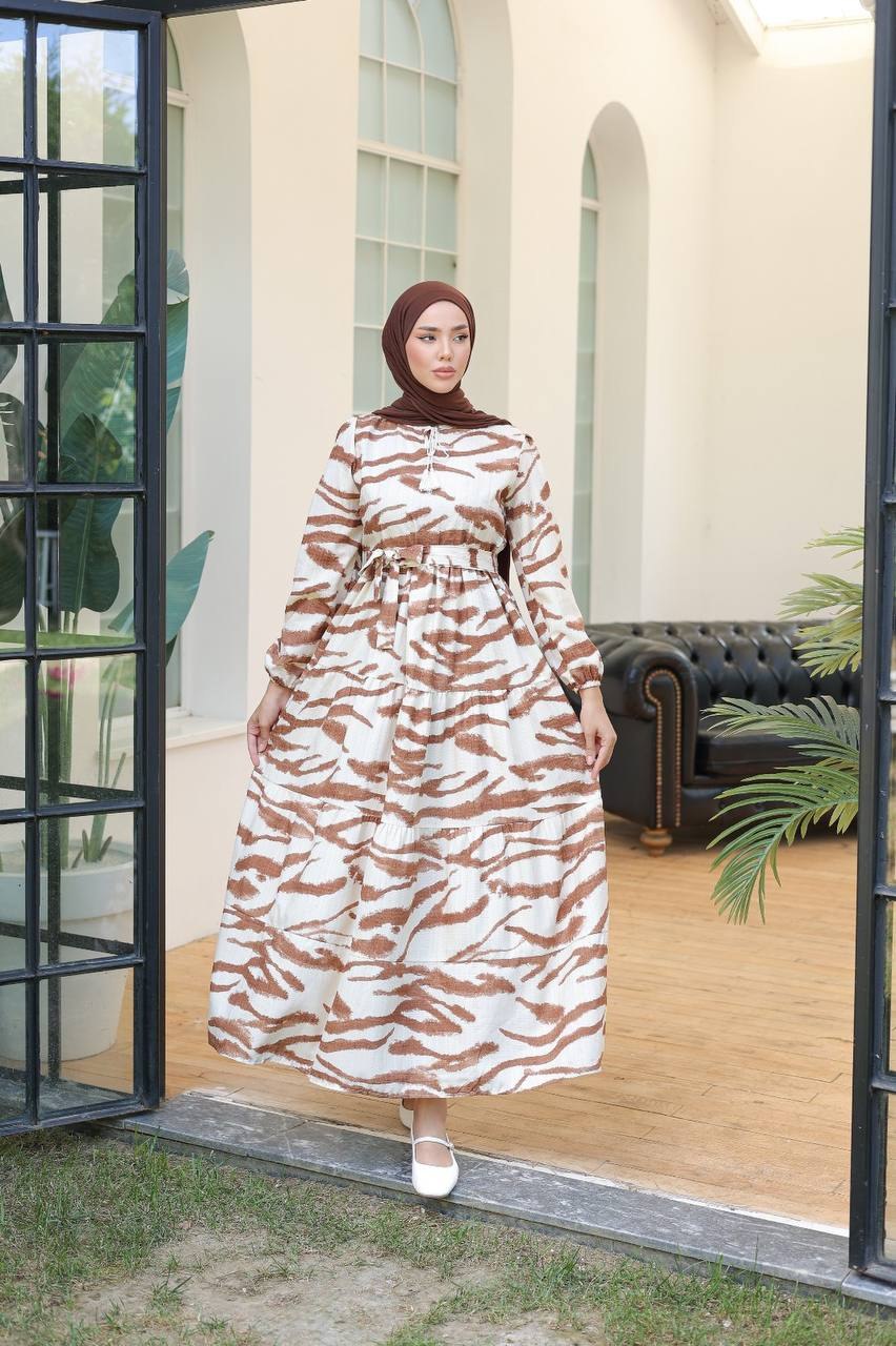 Kleid mit Streifen braun