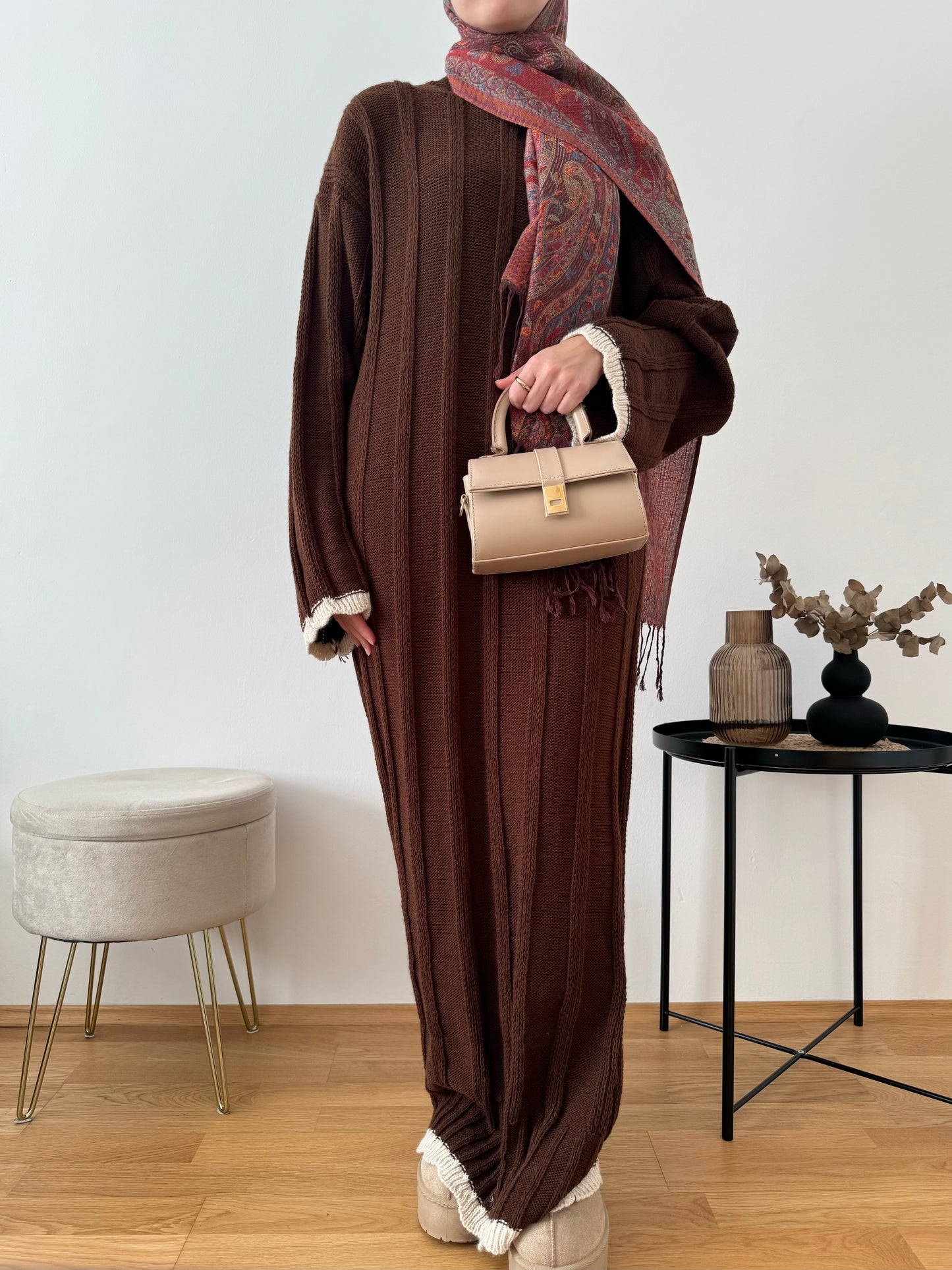 Dalia Strick Kleid braun