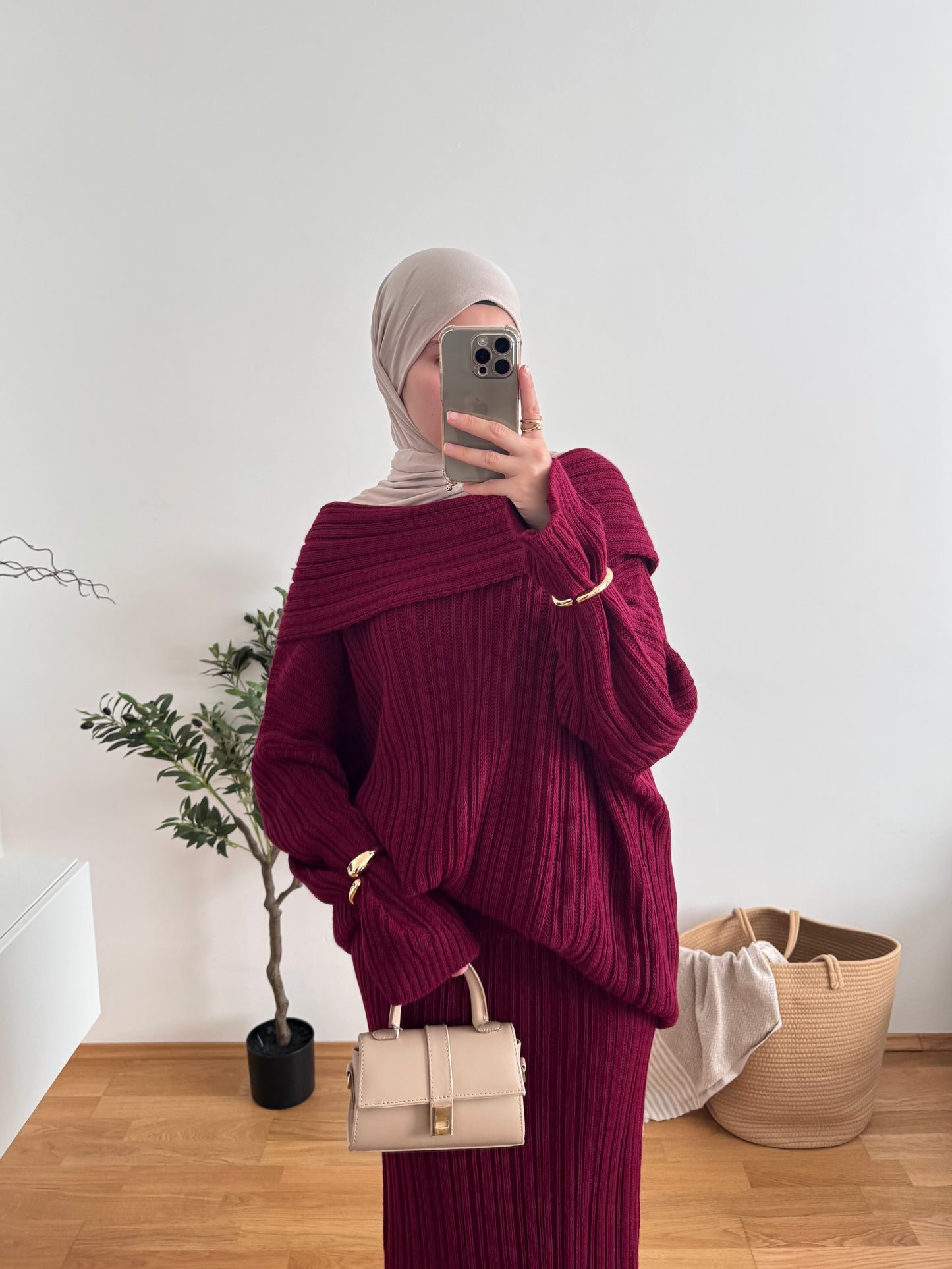 Lily Strick Zweiteiler rot